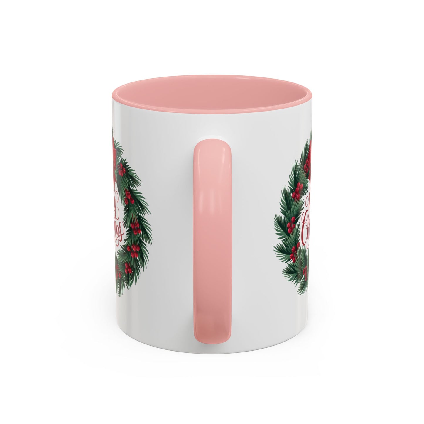Christmas Mug - Merry Christmas Red Text Bow Wreath