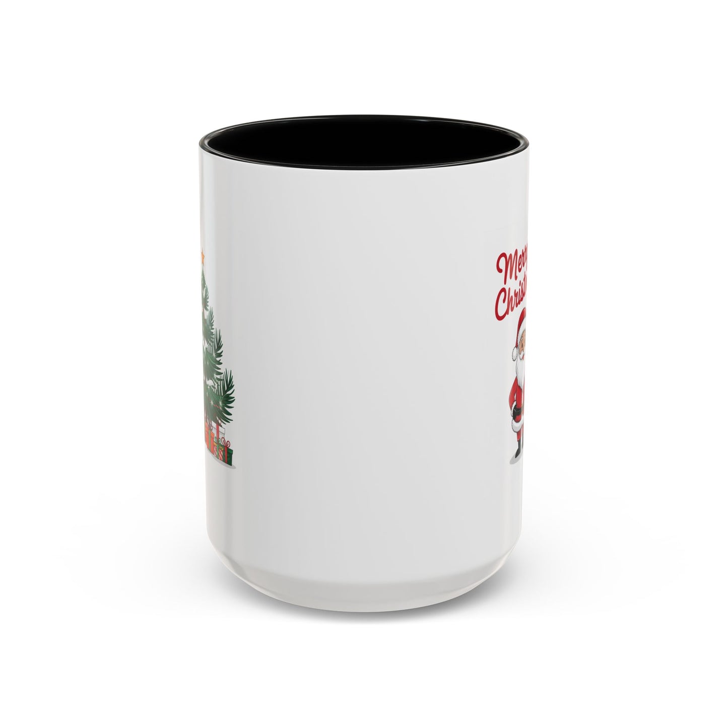 Christmas Mug - Merry Christmas Red Text Santa Tree Presents