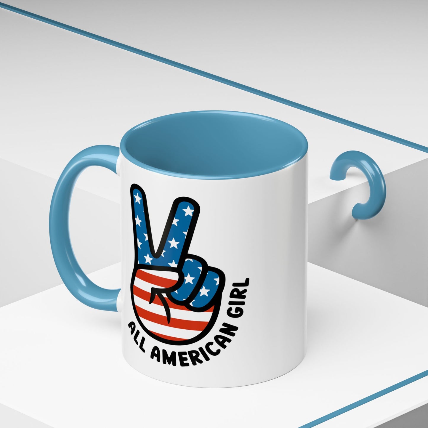 4th of July Mug - All American Girl Peace Sign