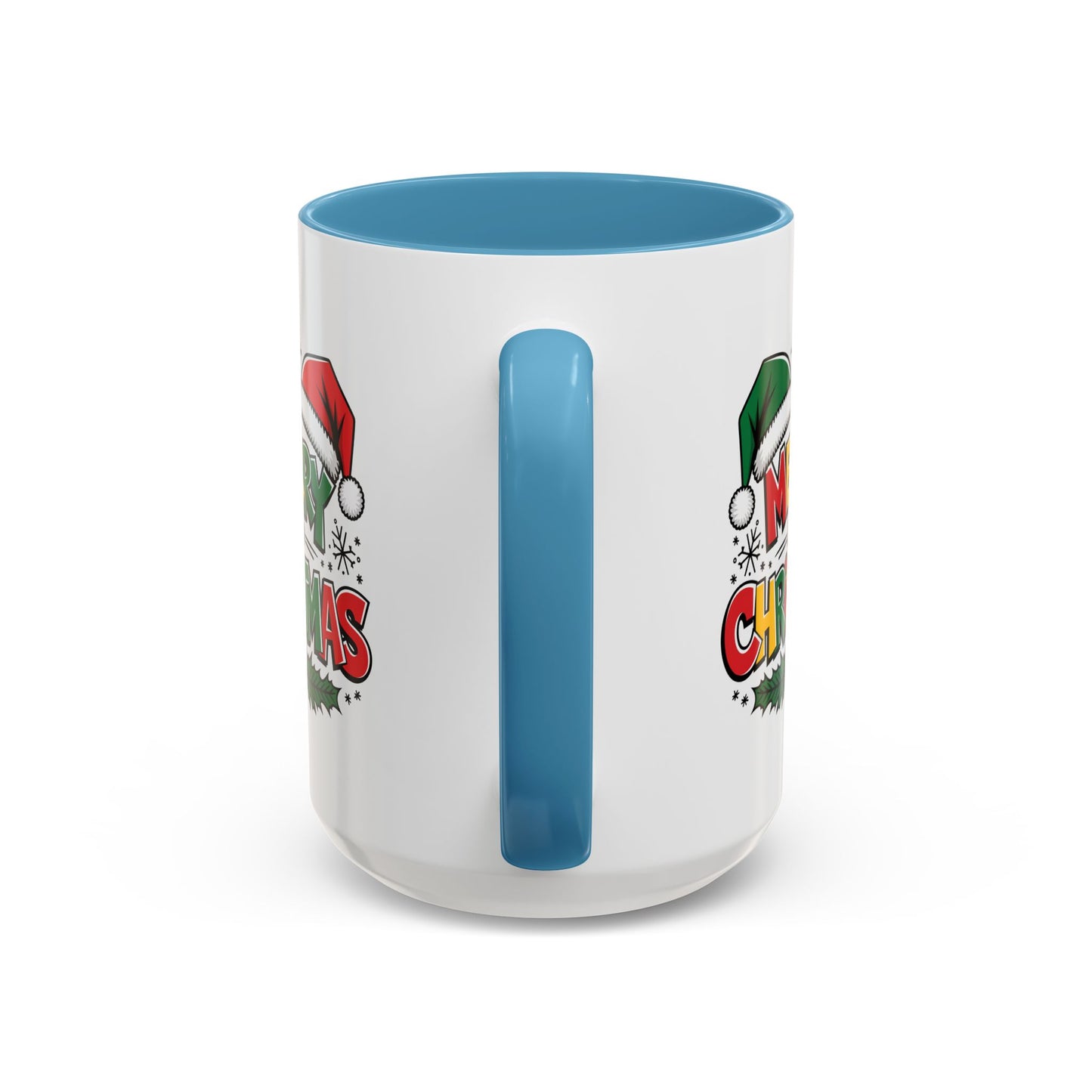 Christmas Mug - Merry Christmas Red Yellow & Green Text Green & Red Hat