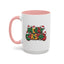 Christmas Mug - Merry Christmas Green Yellow & Red Text Hats