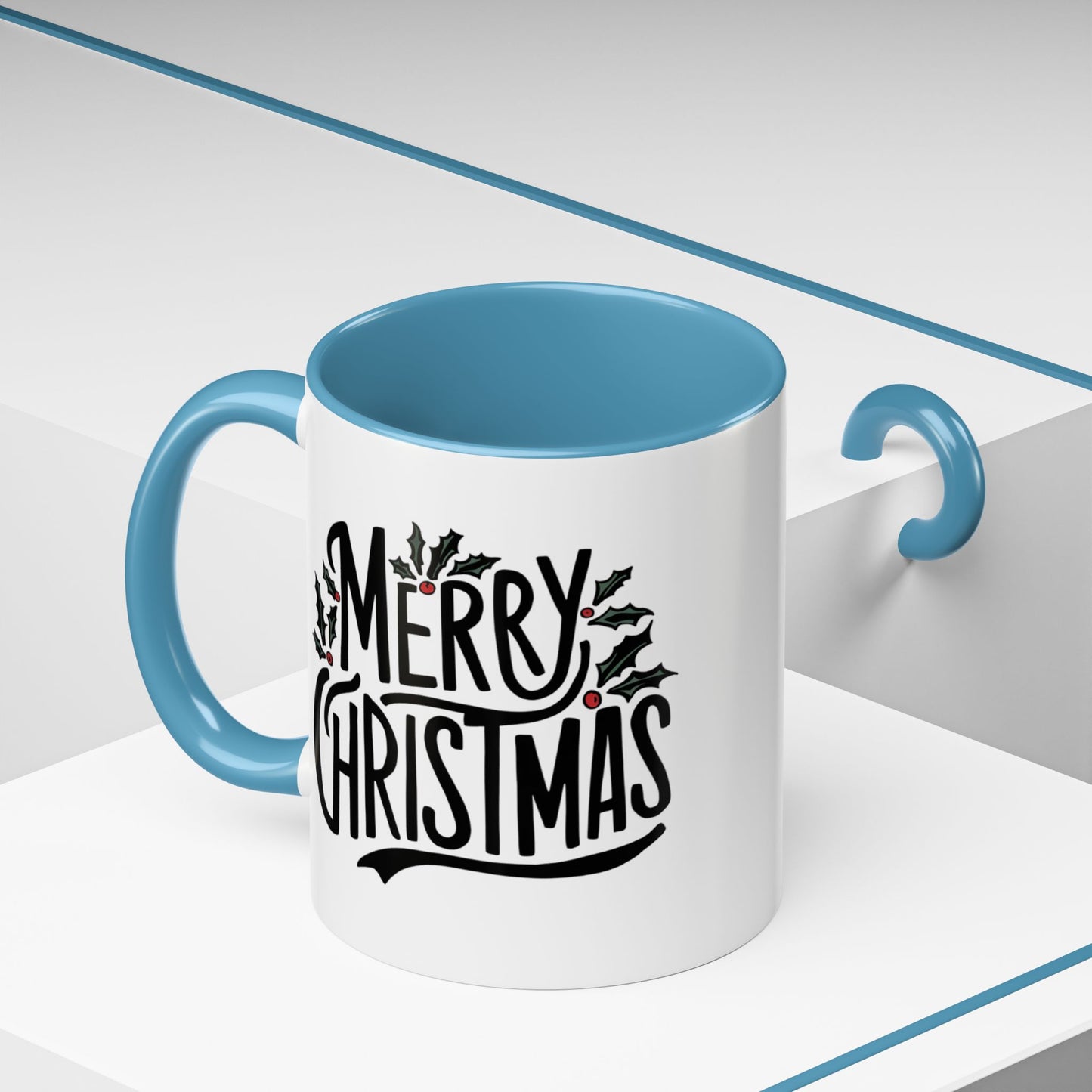 Christmas Mug - Merry Christmas Black Text Mistletoe