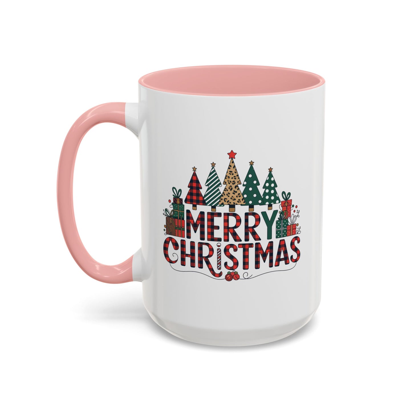Christmas Mug - Merry Christmas Tartan Text Trees Presents