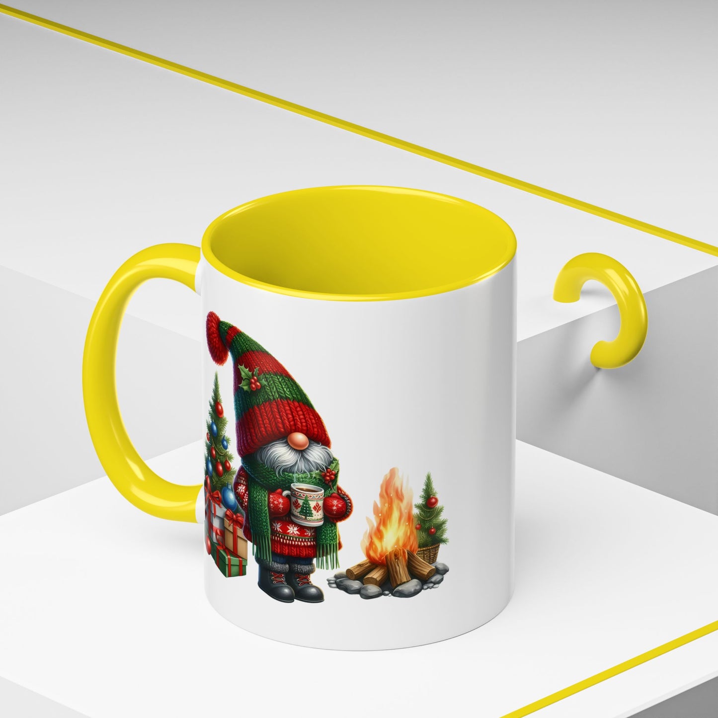 Christmas Mug - Gnome Presents and Fire