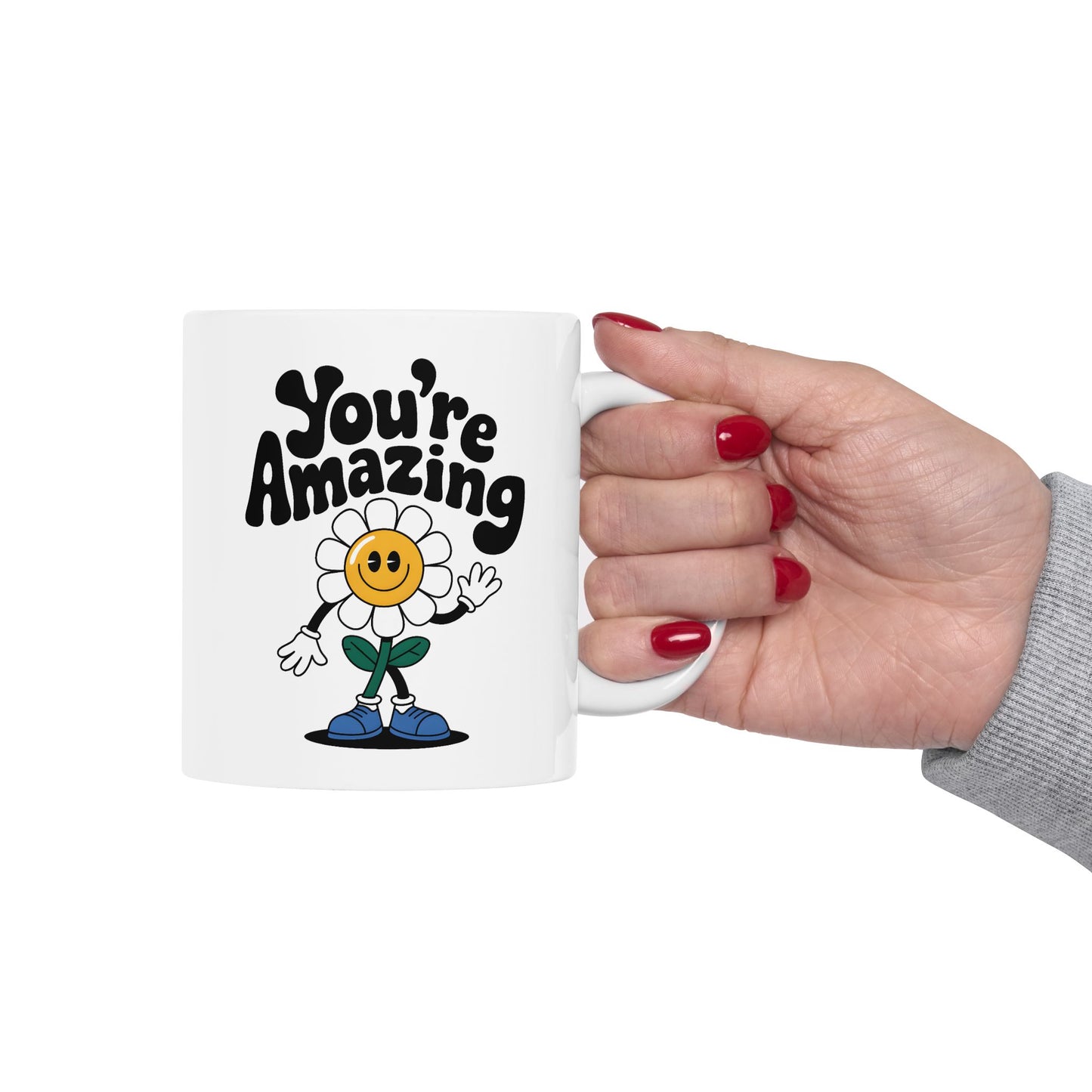Motivation Mug - You're Amazing Retro Flower
