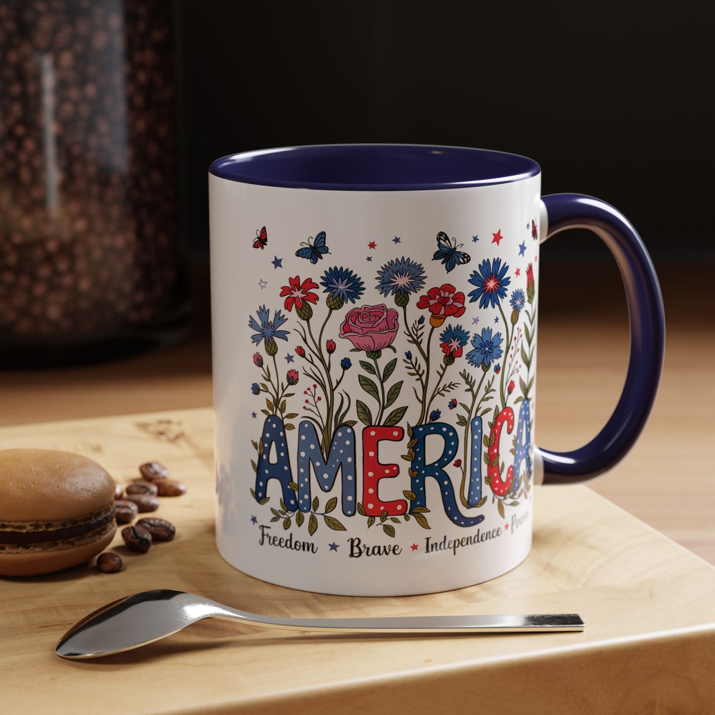 4th of July Mug - Floral America Patriotic