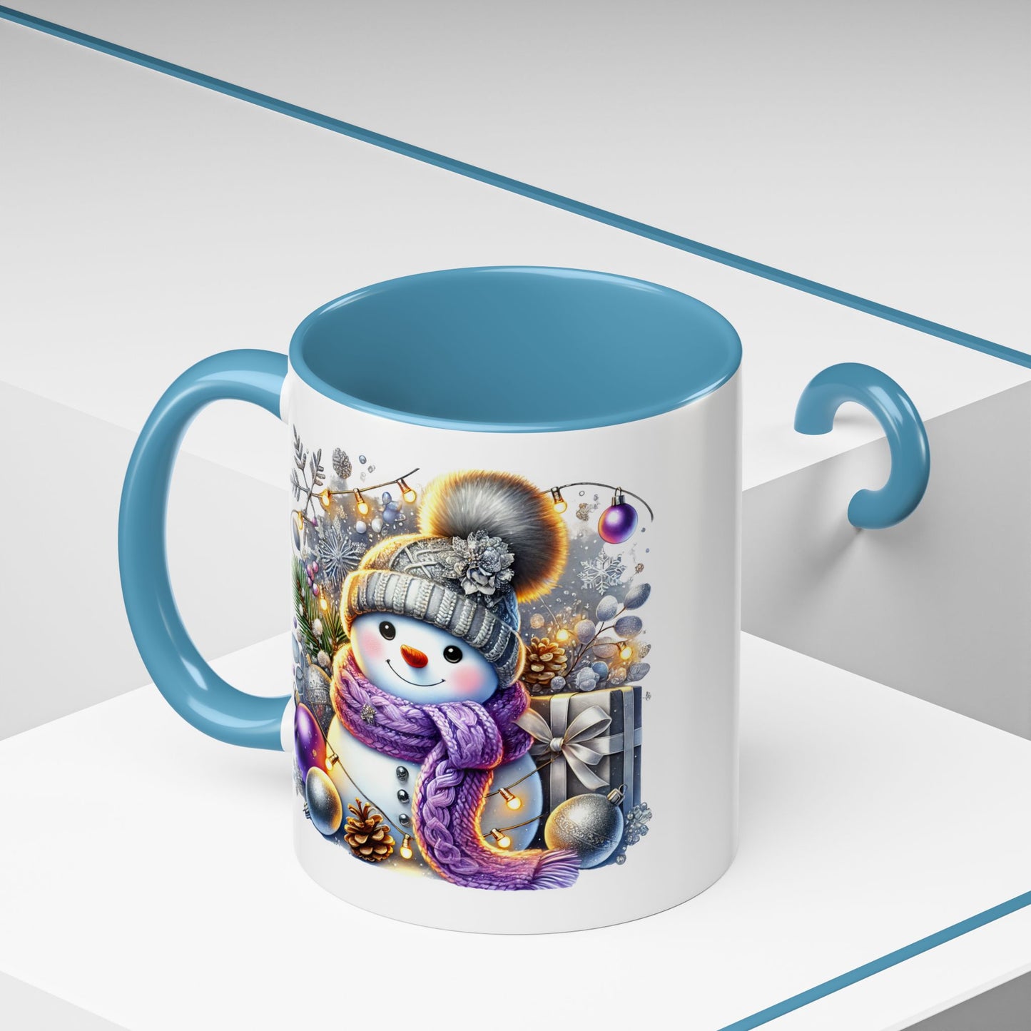 Christmas Mug - Purple and Silver Snowman