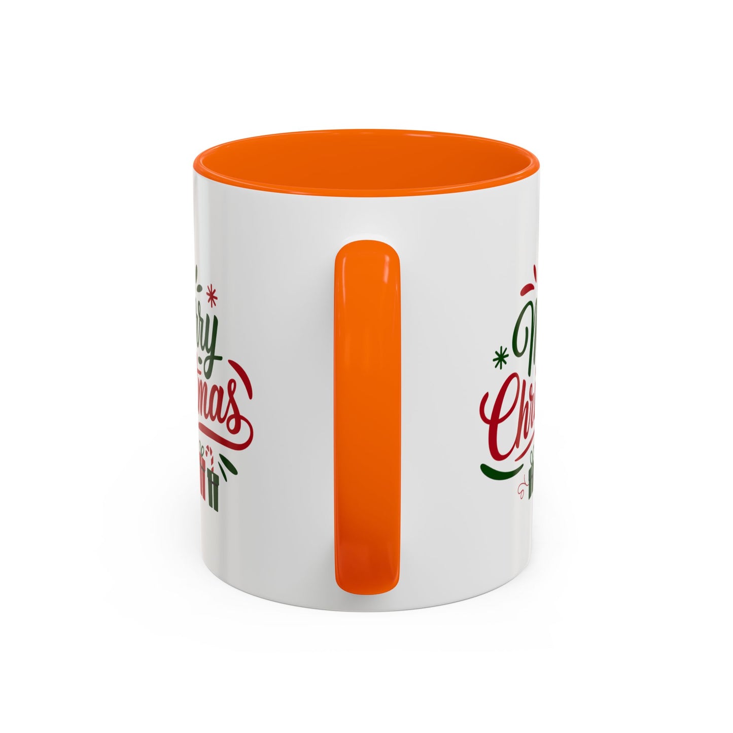 Christmas Mug - Merry Christmas Green & Red Text Tree Snowflakes Presents