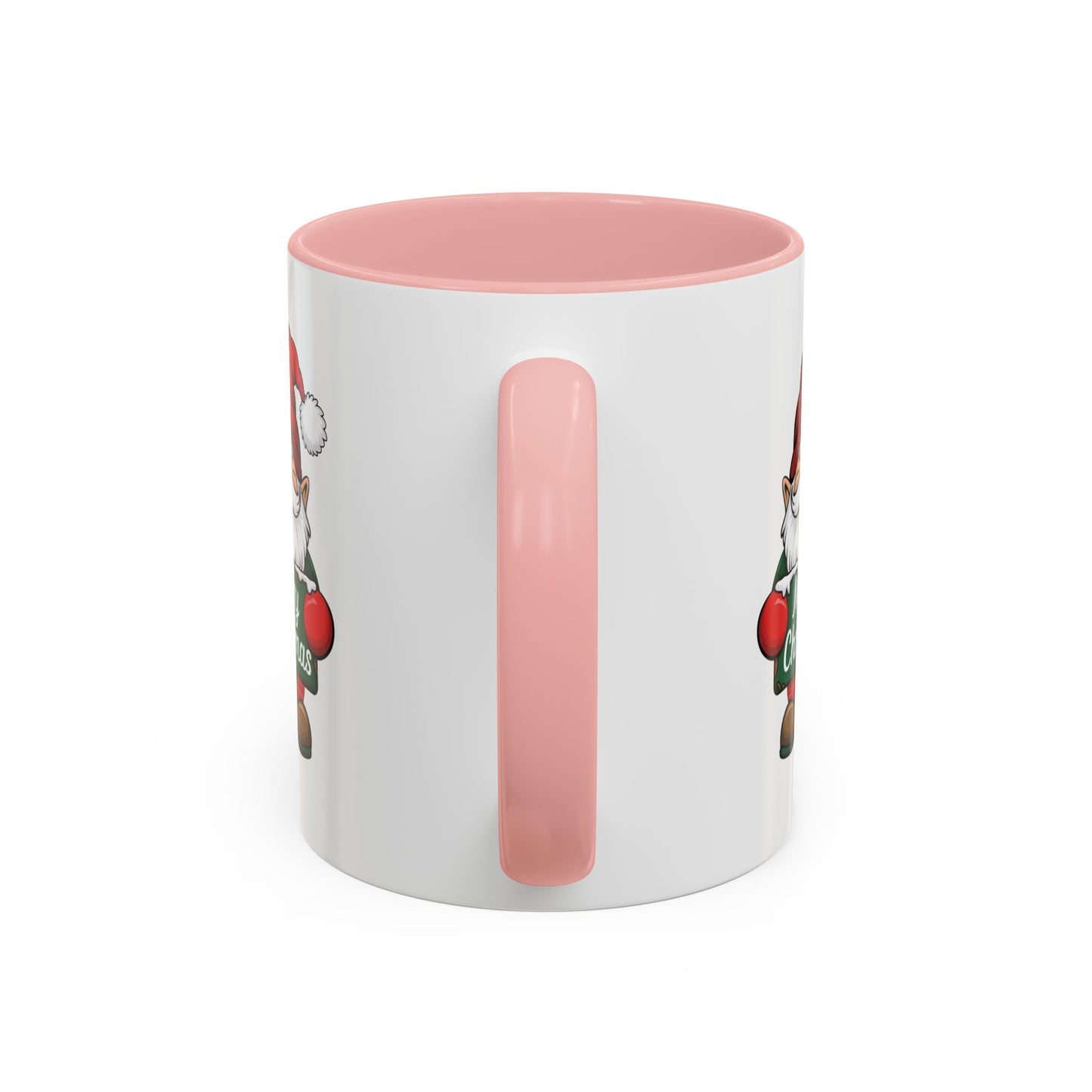 Christmas Mug - Merry Christmas White & Green Text Gnome Snow