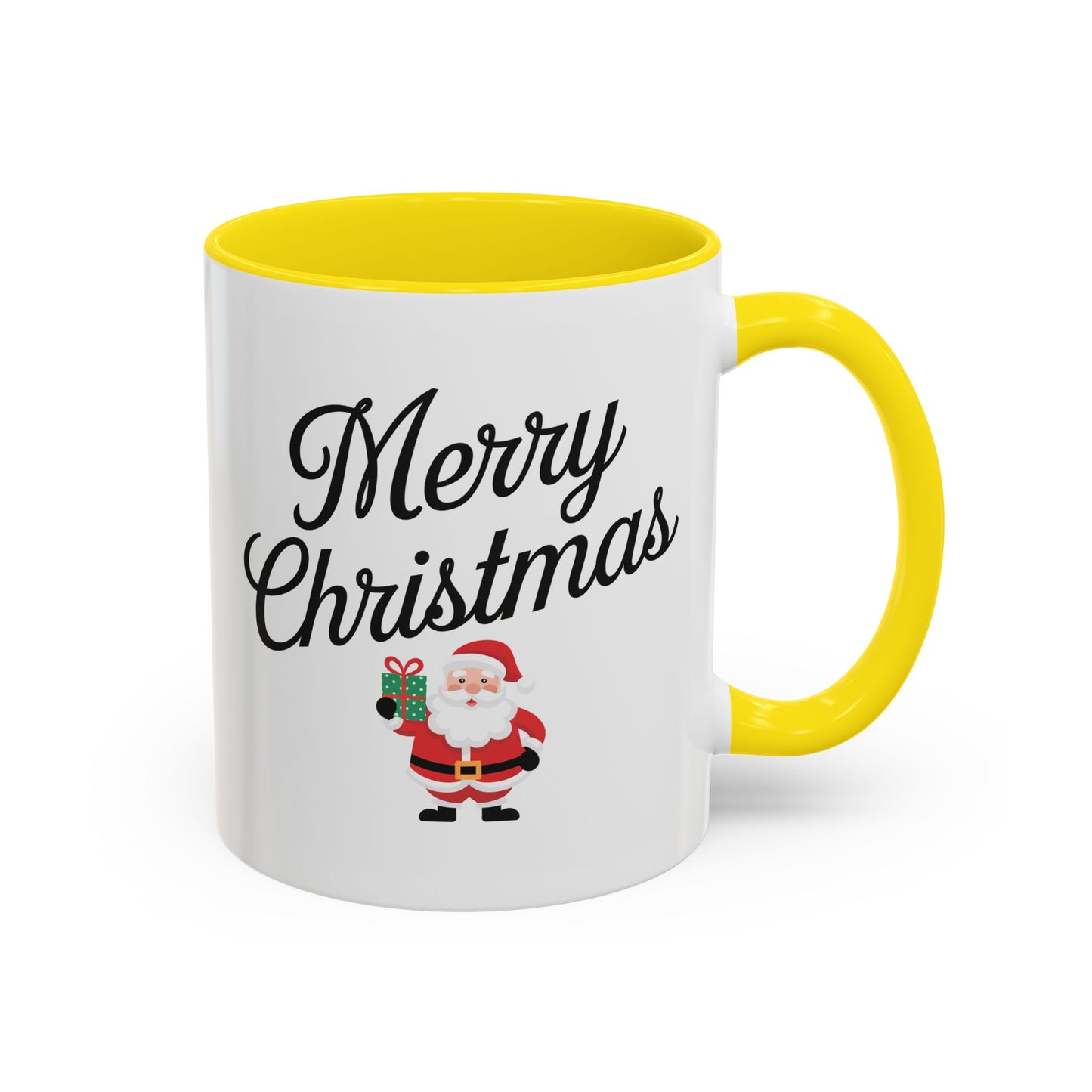 Christmas Mug - Merry Christmas Black Text Santa Present