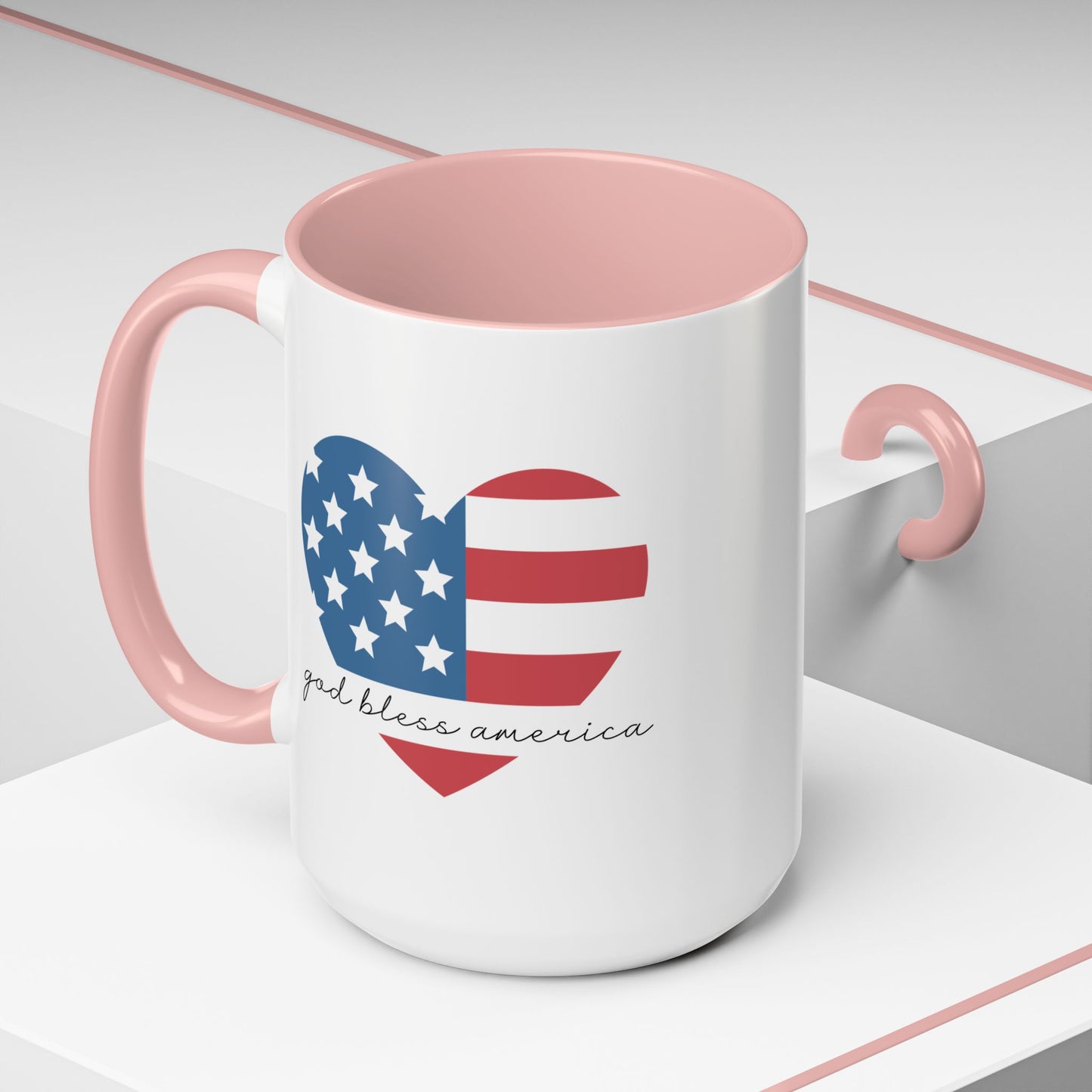 4th of July Mug - God Bless America Flag Heart