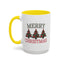 Christmas Mug - Merry Christmas Green & Red Text Decorative Trees
