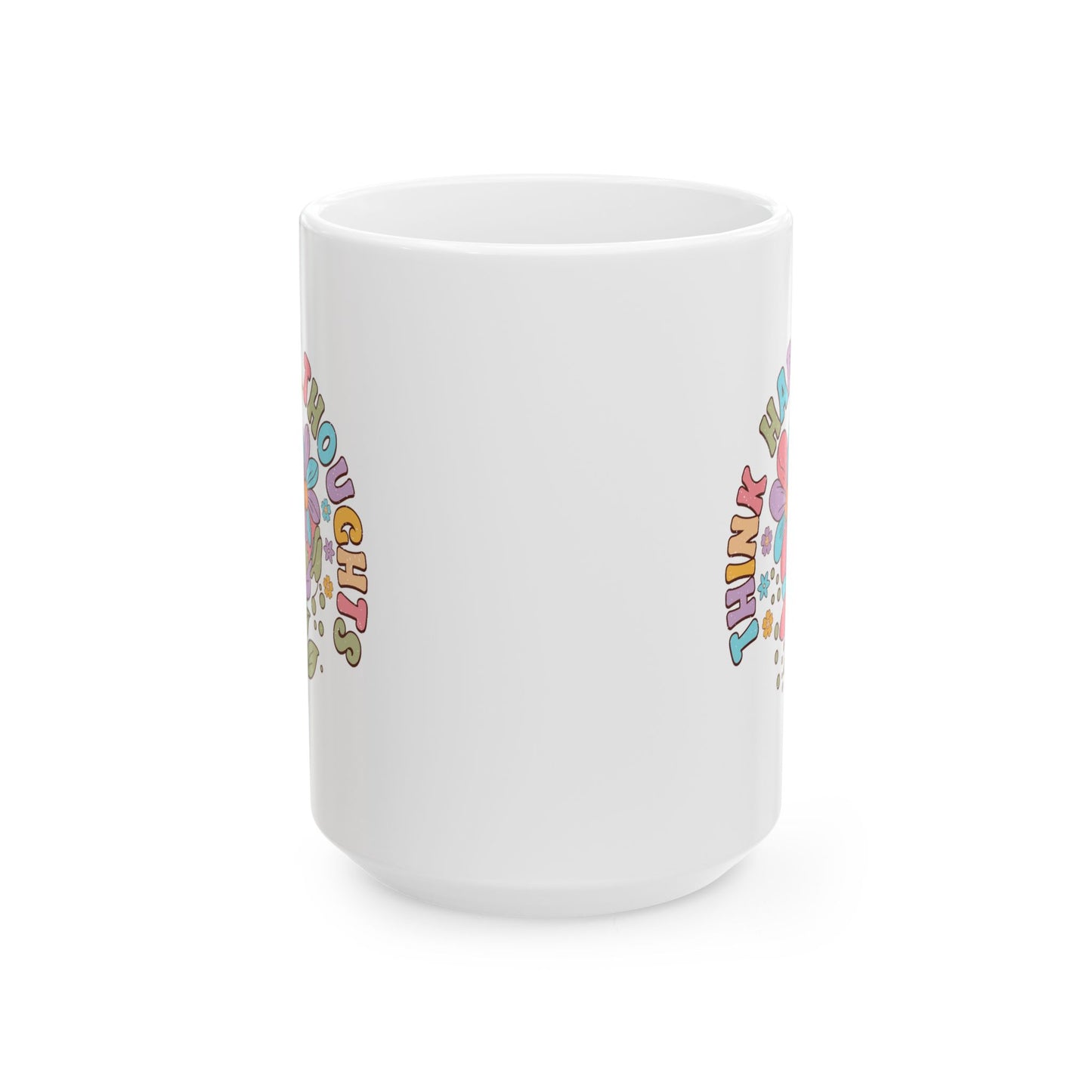 Wellness Mug - Think Happy Thoughts Retro Flowers