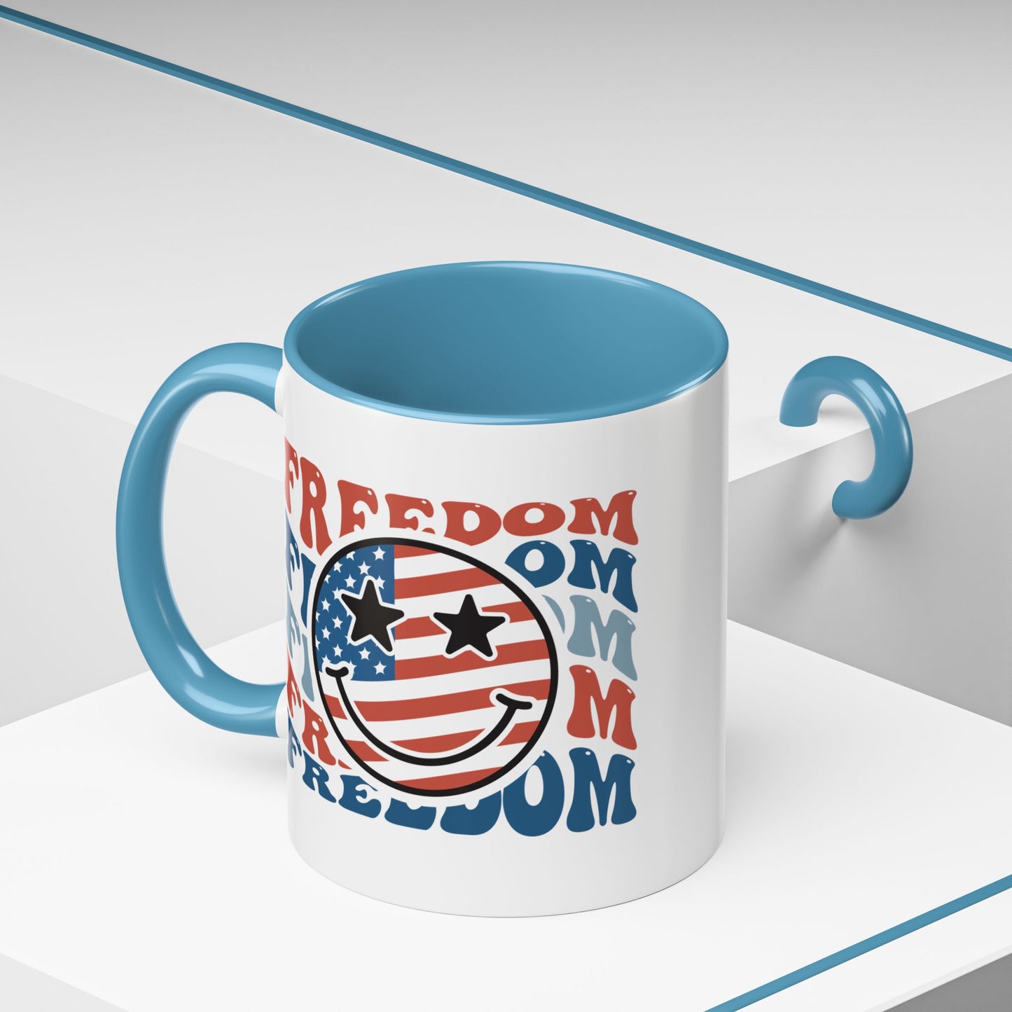 4th of July Mug - Freedom Smiley Face