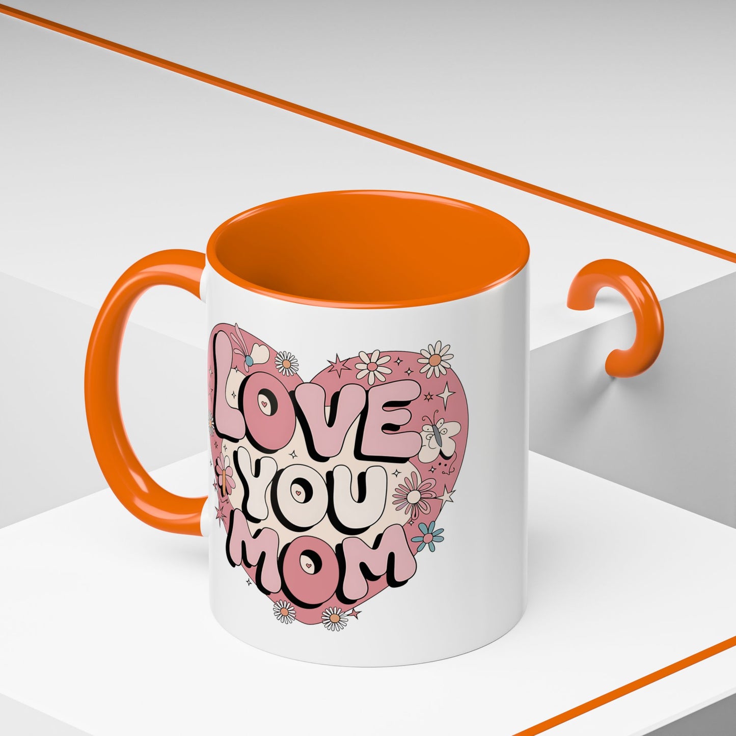 Mother's Day Mug - Love You Mom Retro Heart
