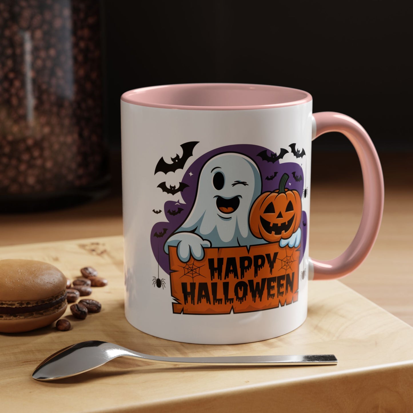 Halloween Mug - Winking Ghost With Pumpkin