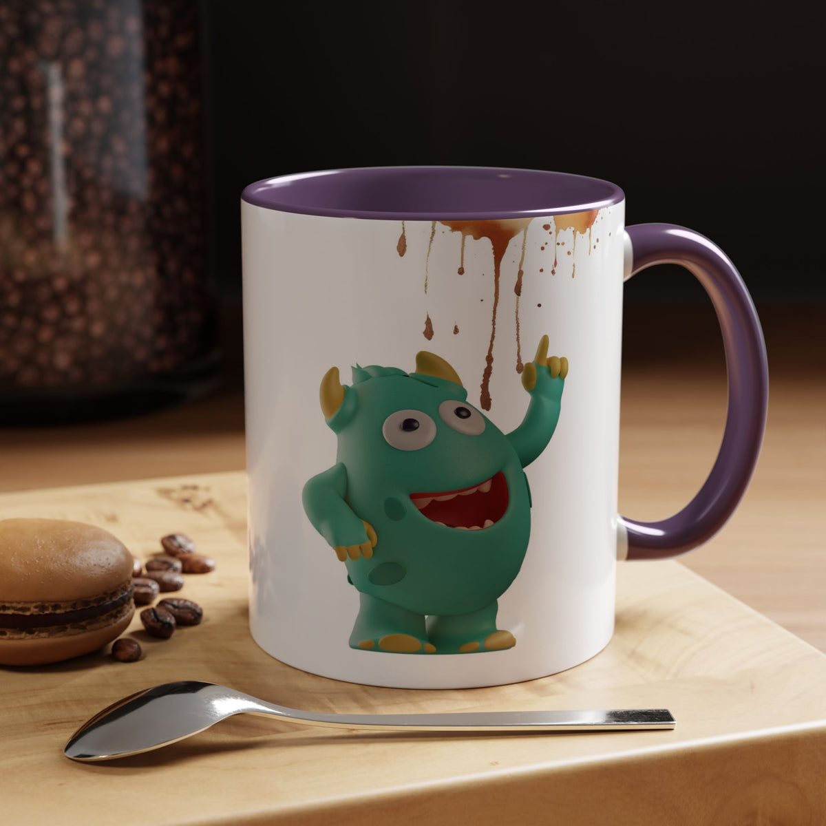 Humor Mug - Monster Drinks Coffee Spill