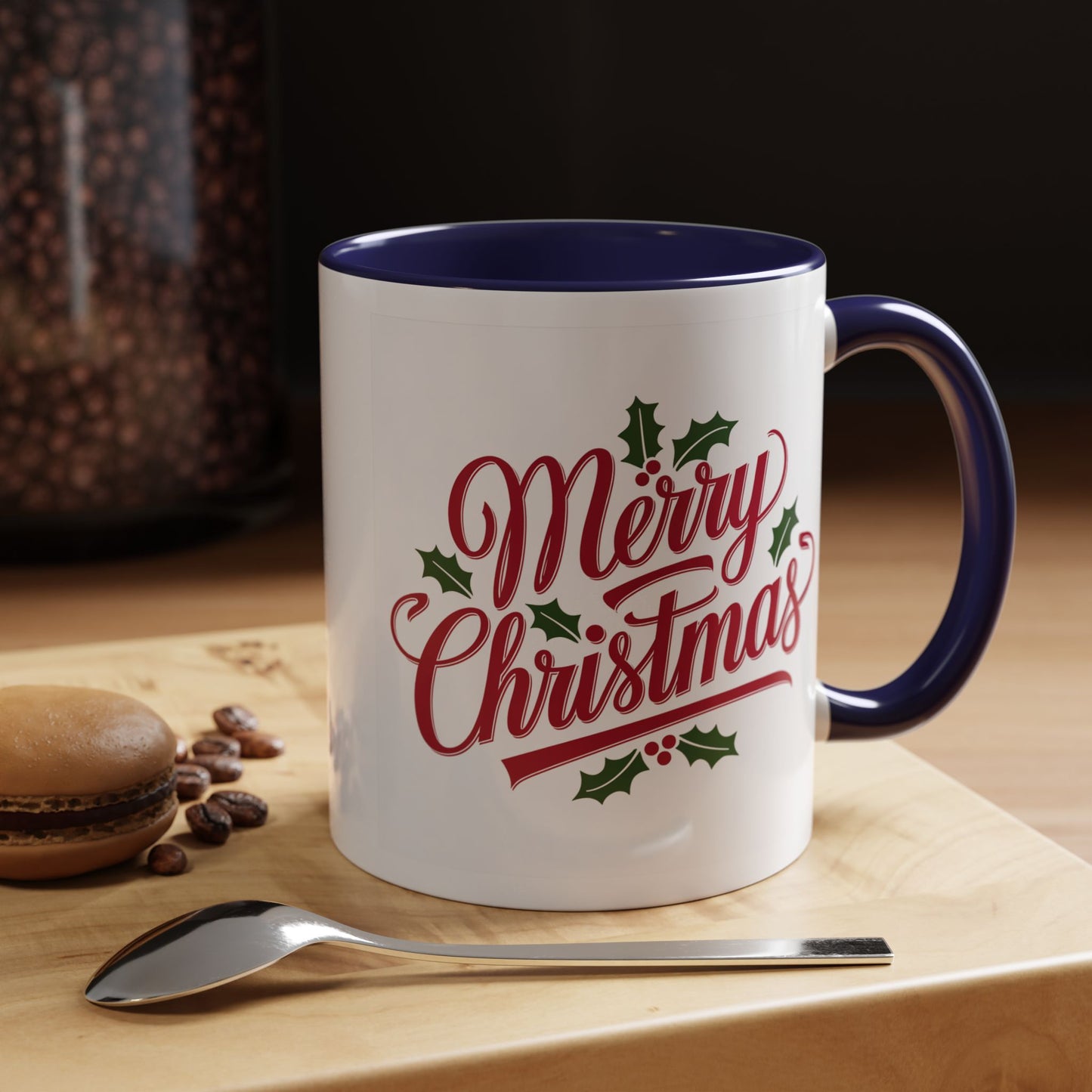 Christmas Mug - Merry Christmas Red Text Mistletoe