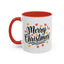 Christmas Mug - Merry Christmas Black Text Fall Leaves