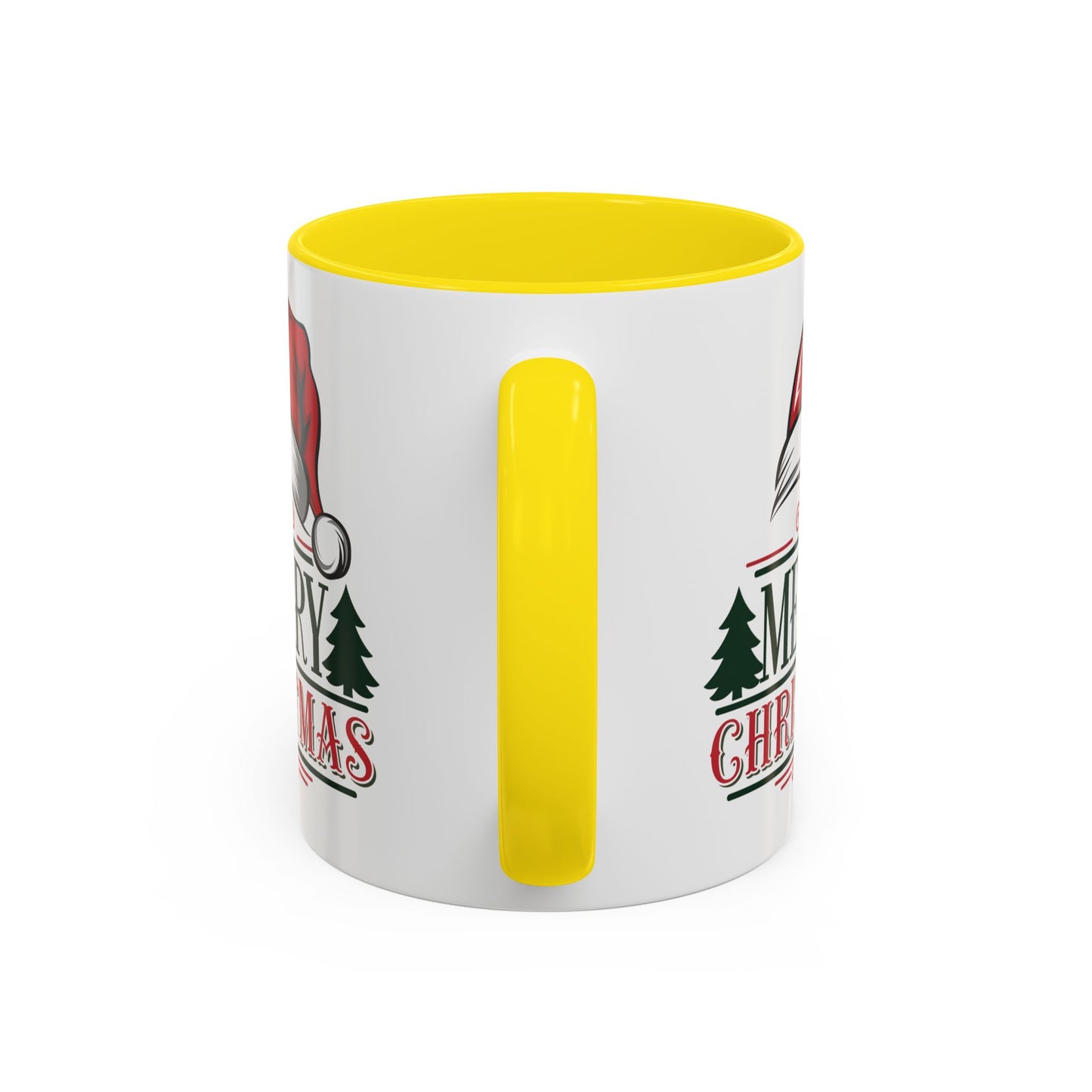 Christmas Mug - Merry Christmas Green & Red Text Red Hat