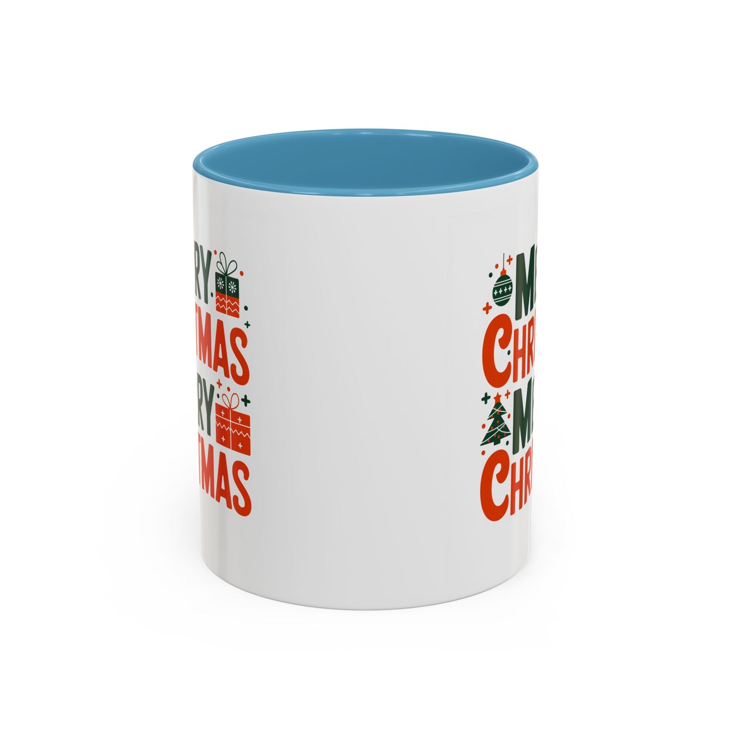 Christmas Mug - Green & Red Text Tree Presents
