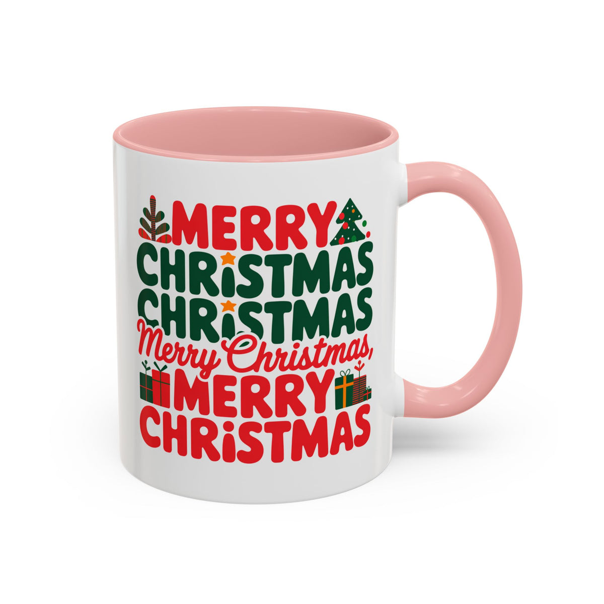 Christmas - Merry Christmas Red & Green Text Trees Presents Candles