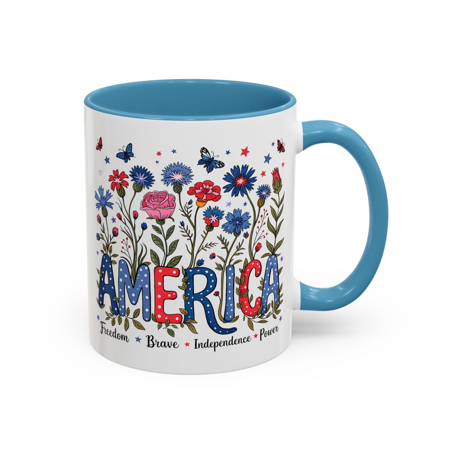 4th of July Mug - Floral America Patriotic