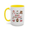 Christmas Mug - Merry Christmas Red & Green Text Santa Cute Animals