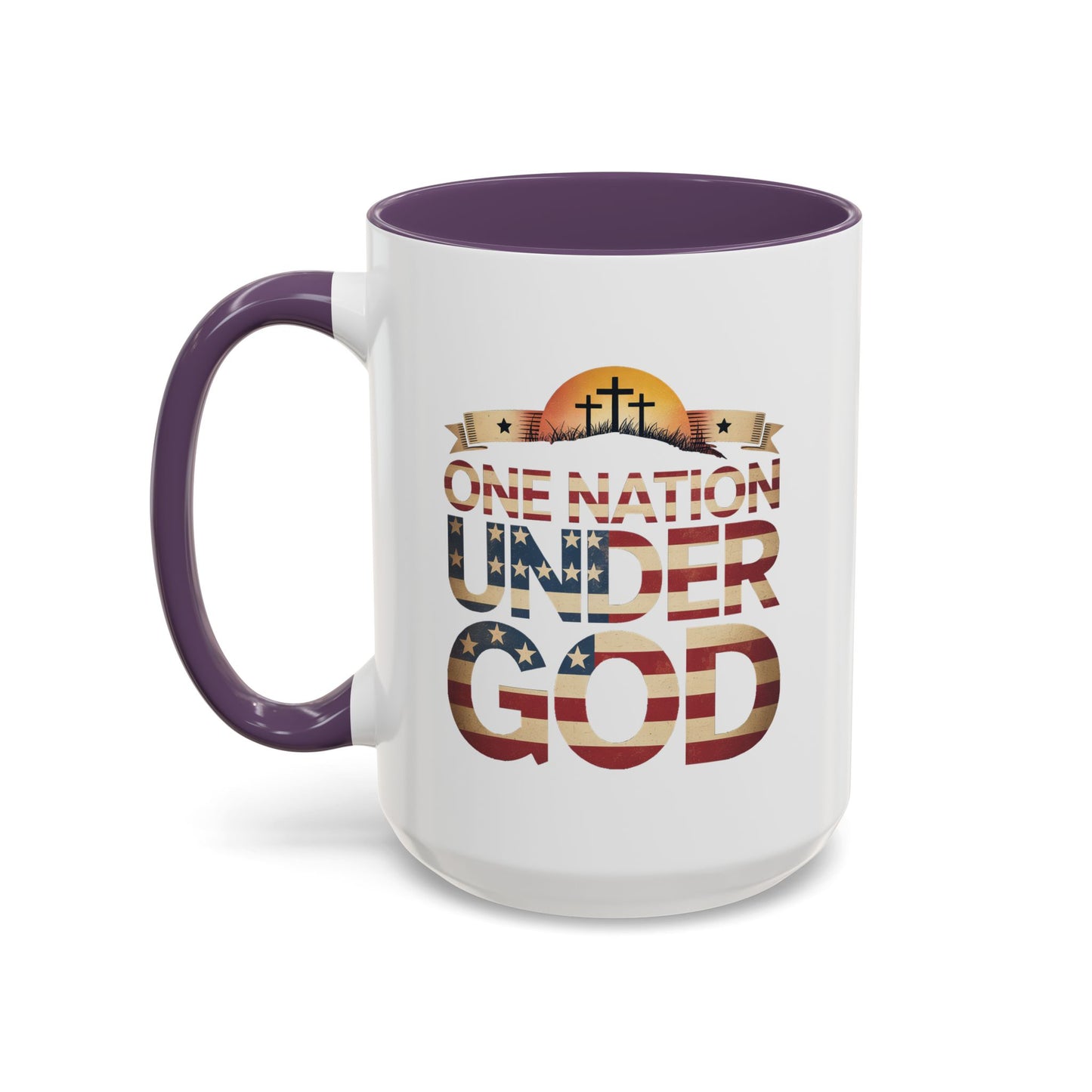 4th of July Mug - One Nation Under God Cross Flag