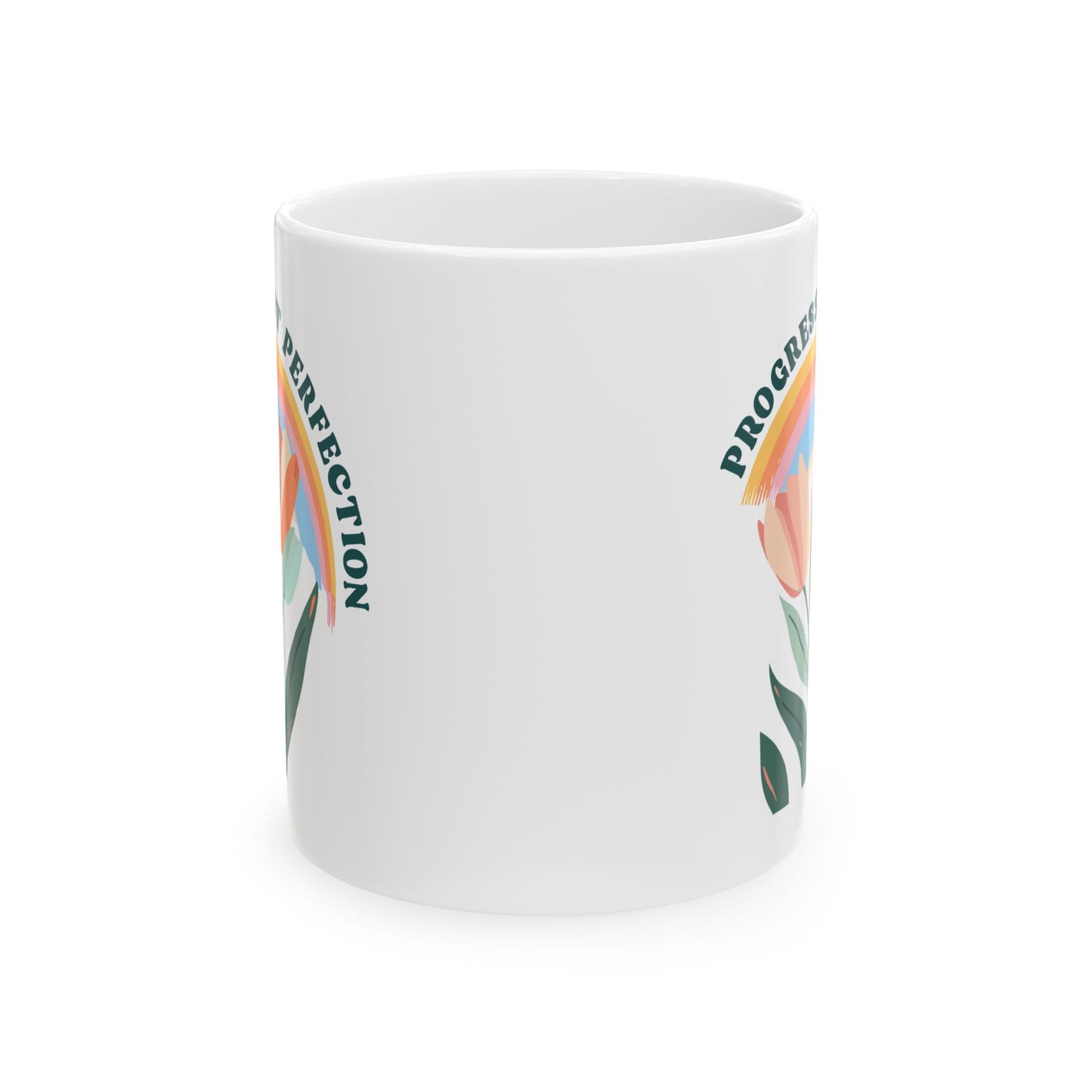 Motivation Mug - Progress Not Perfection Flowers