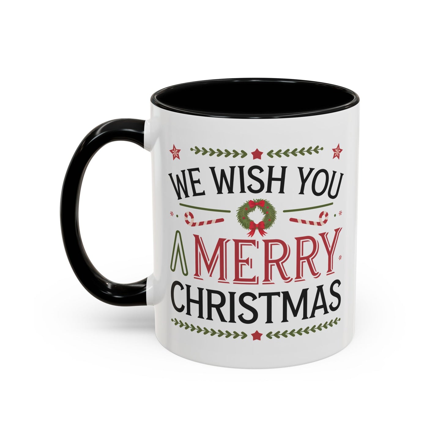 Christmas Mug - We Wish You a Merry Christmas Blue Green & Red Text