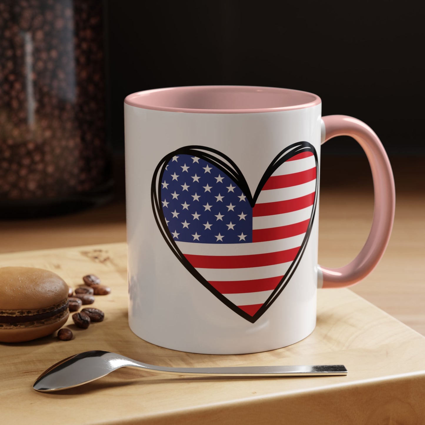 4th of July Mug - USA Flag Heart