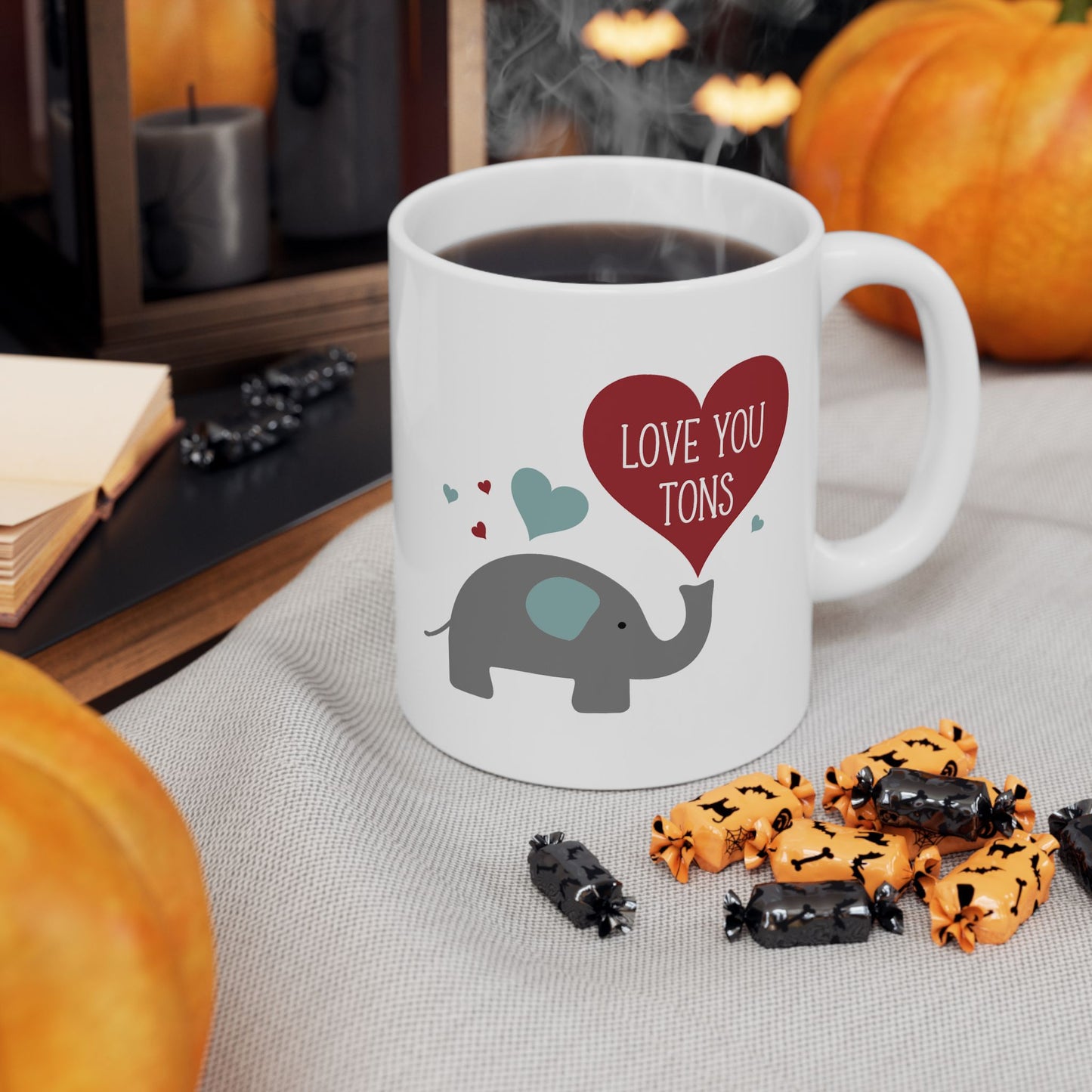 Anniversary Mug - Love You Tons Heart Elephant