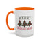 Christmas Mug - Merry Christmas Green & Red Text Decorative Trees