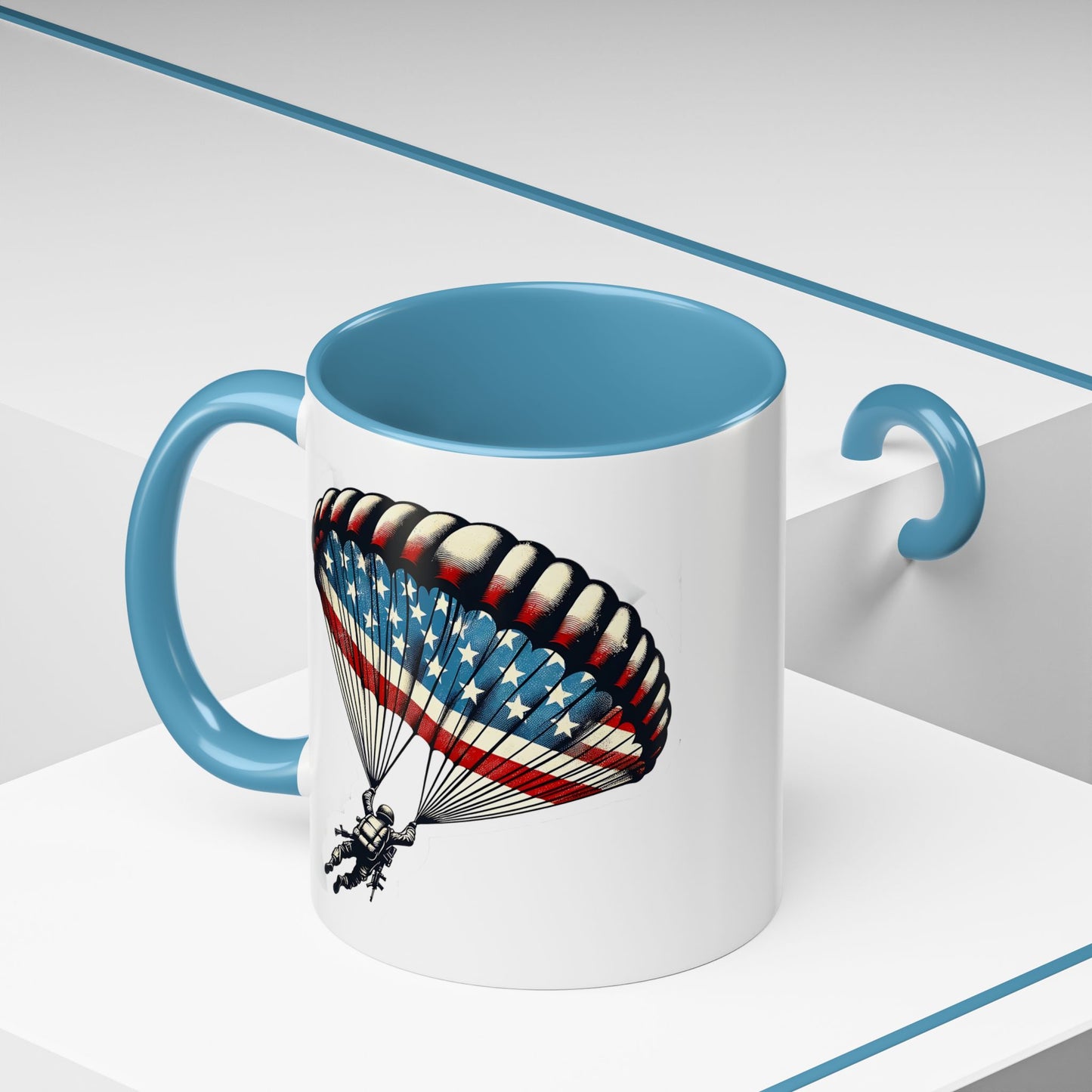 4th of July Mug - Airborne Soldier Parachute Flag