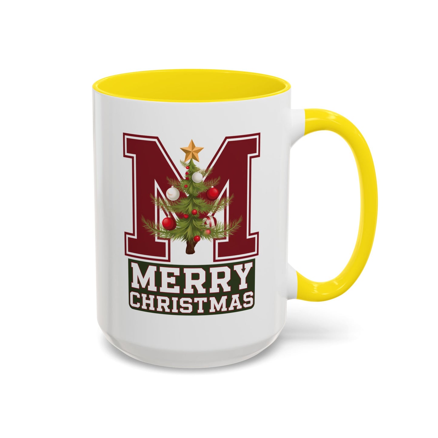 Christmas Mug - Merry Christmas White Green & Red College Text