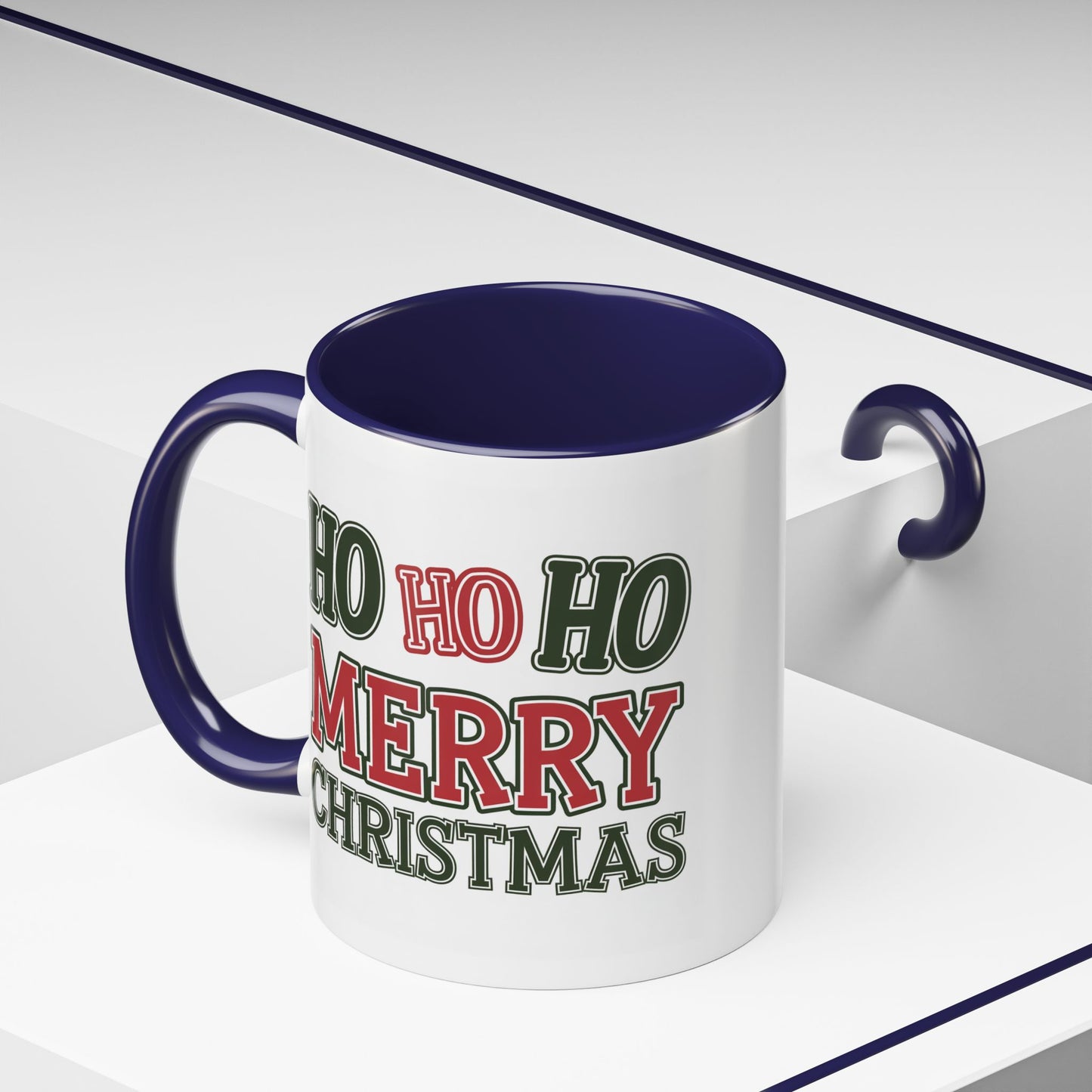 Christmas Mug - Ho Ho Ho Merry Christmas Green & Red Text