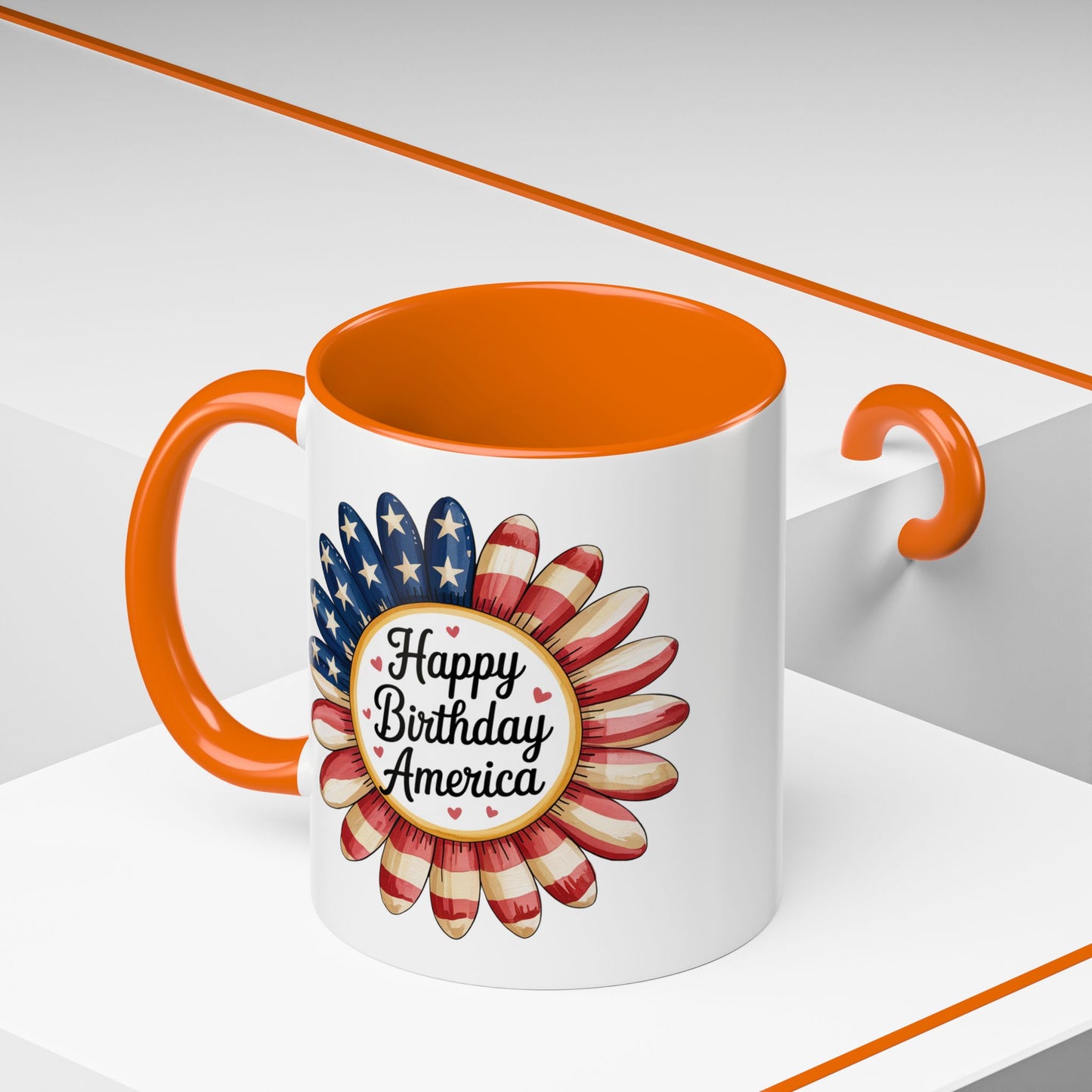 4th of July Mug - Happy Birthday America Sunflower