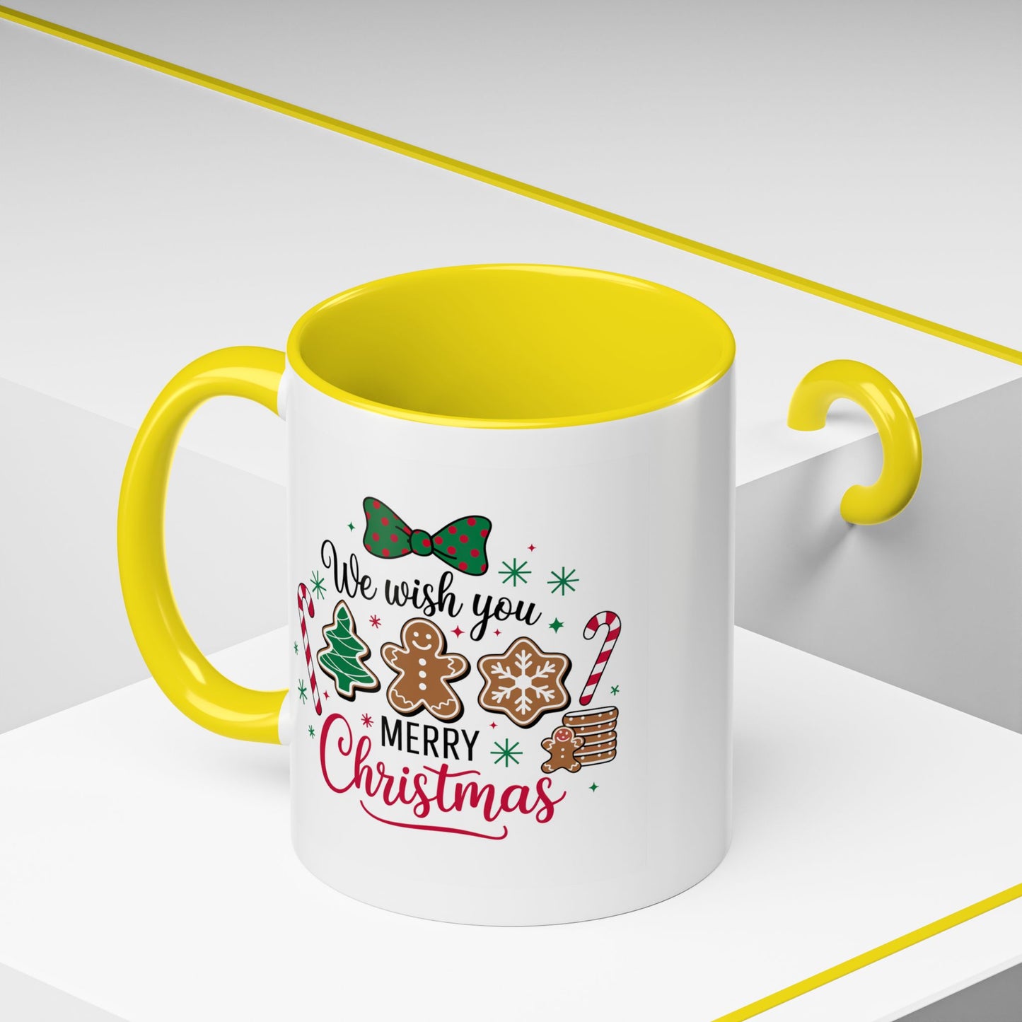 Christmas Mug - We Wish You a Merry Christmas Black & Red Text Cookies & Candy