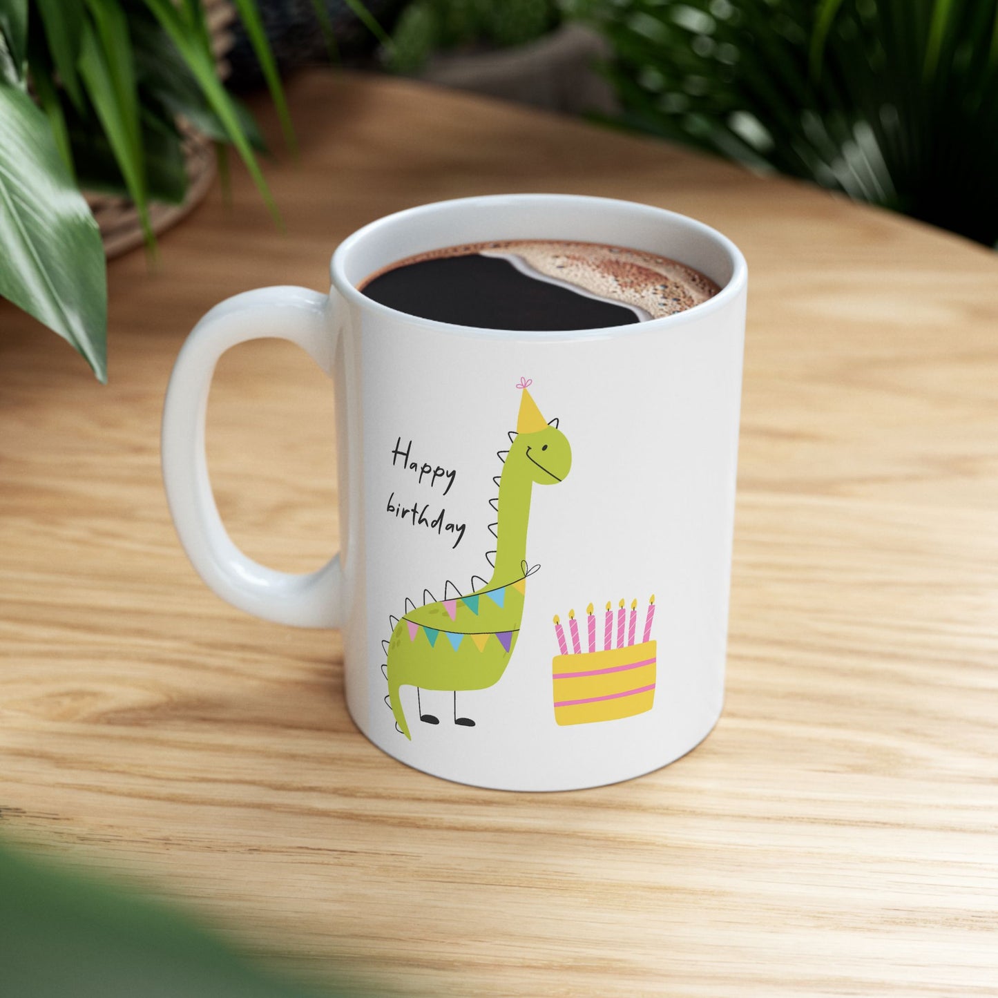 Birthday Mug - Happy Birthday Dinosaur Cake