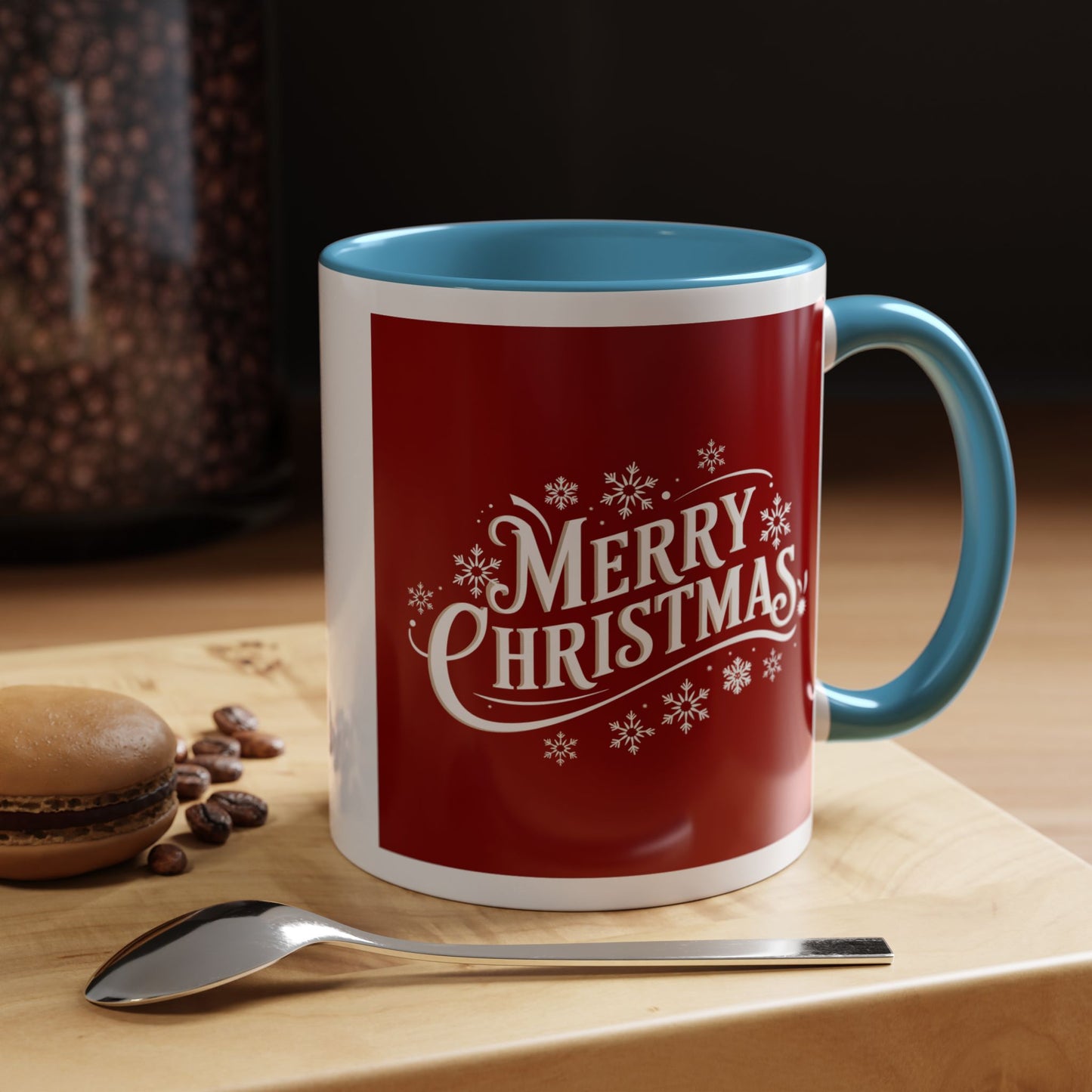 Christmas Mug - Merry Christmas White Text Maroon Background