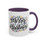 Christmas Mug - Merry Christmas Black Text Colored Lights