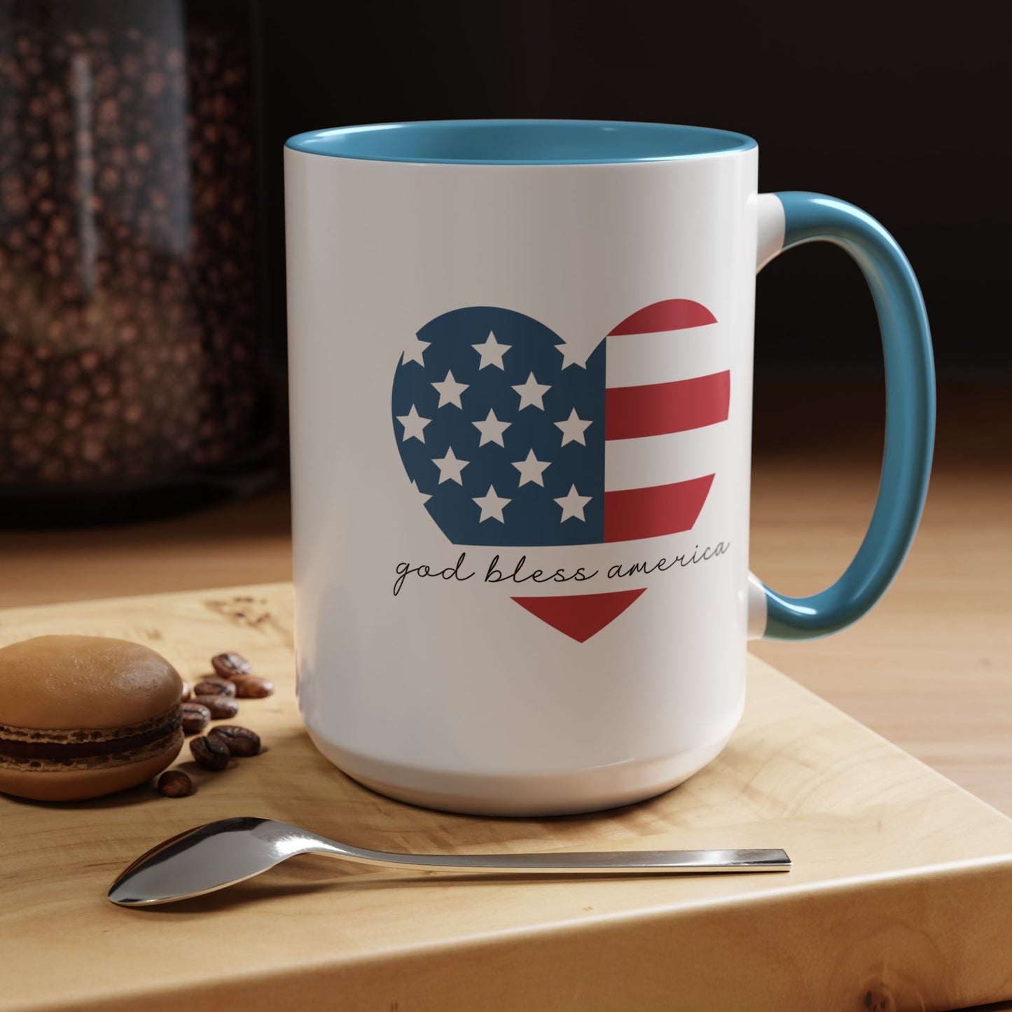 4th of July Mug - God Bless America Flag Heart