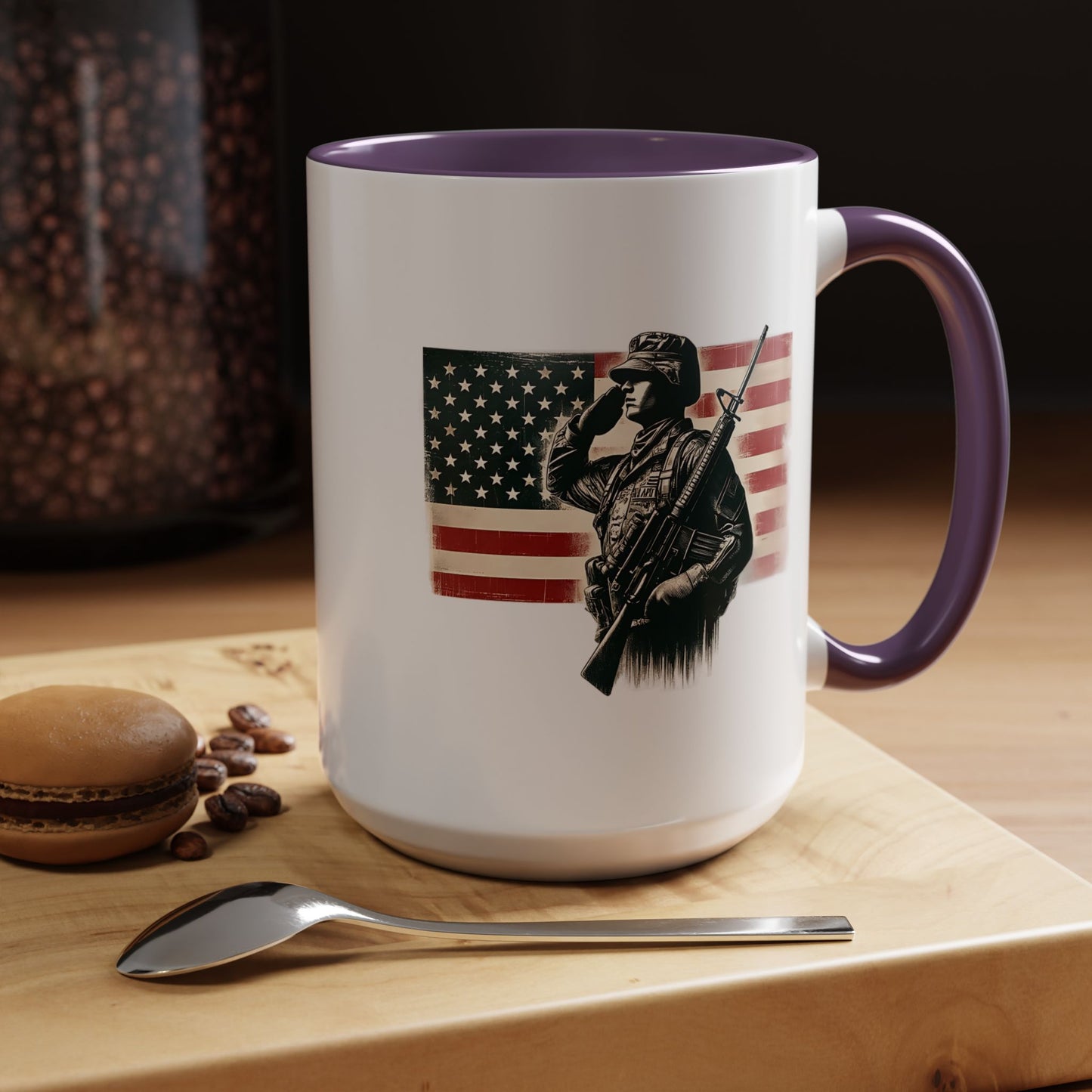 4th of July Mug - Soldier American Flag