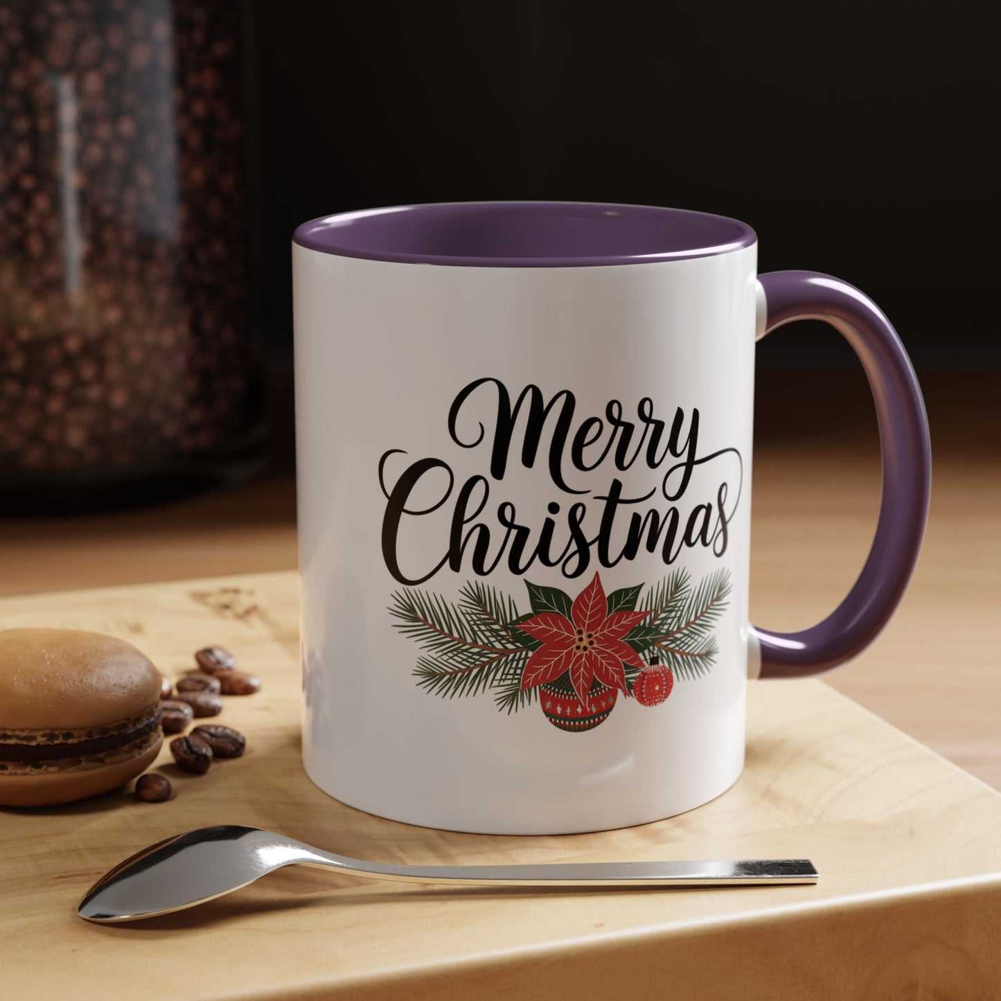 Christmas Mug - Merry Christmas Black Text Mistletoe