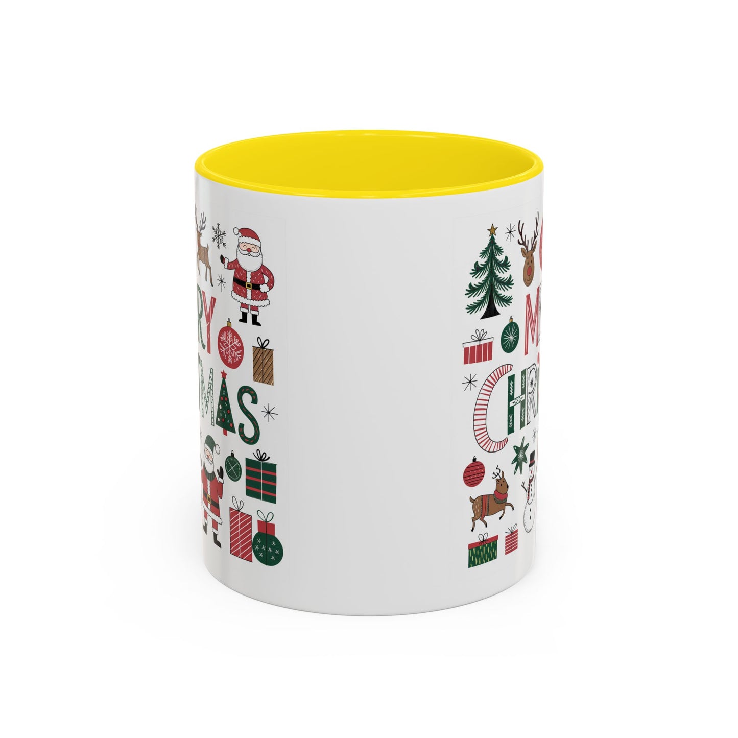 Christmas Mug - Merry Christmas Red White & Green Text Collage