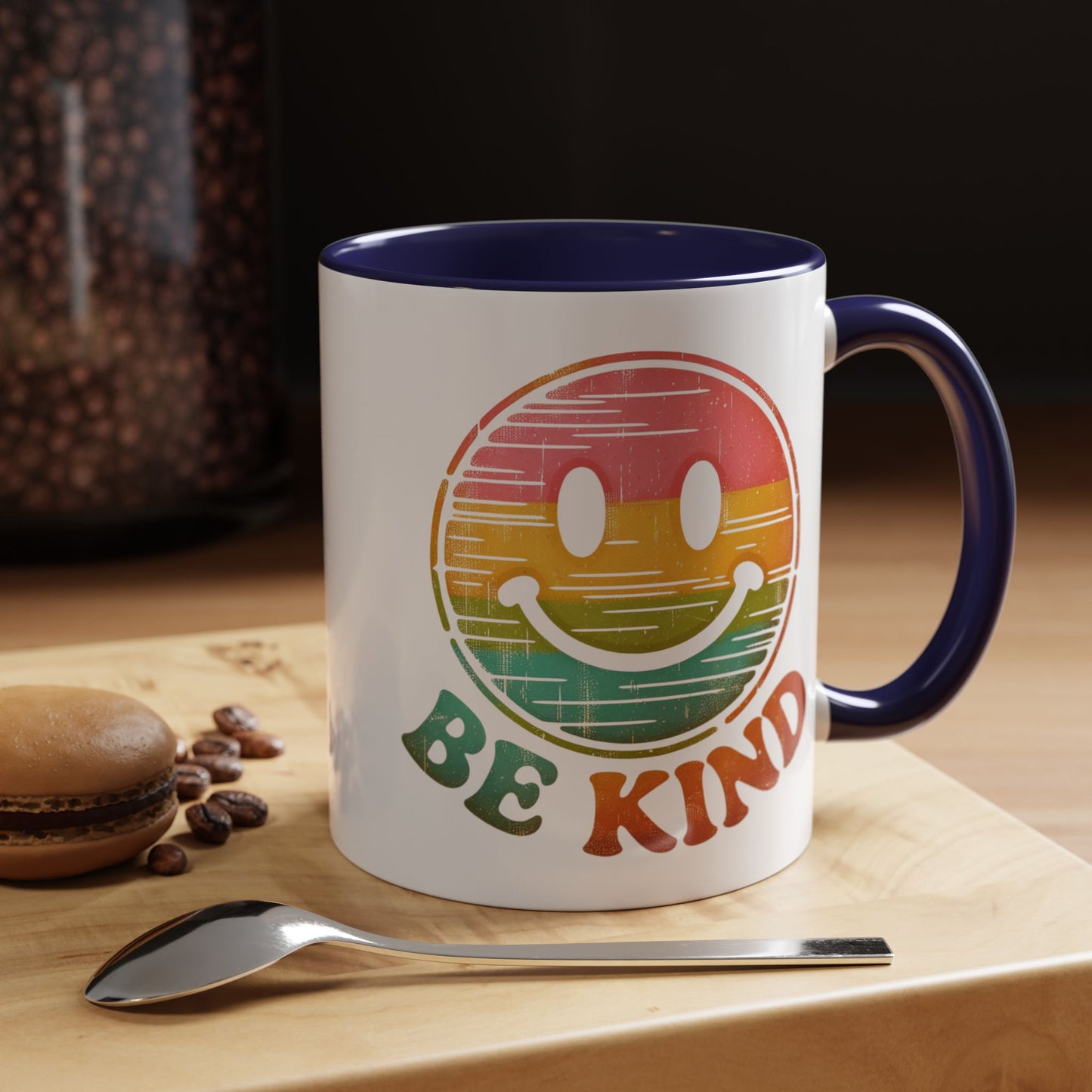 Motivation Mug - Retro Smiley Face Be Kind