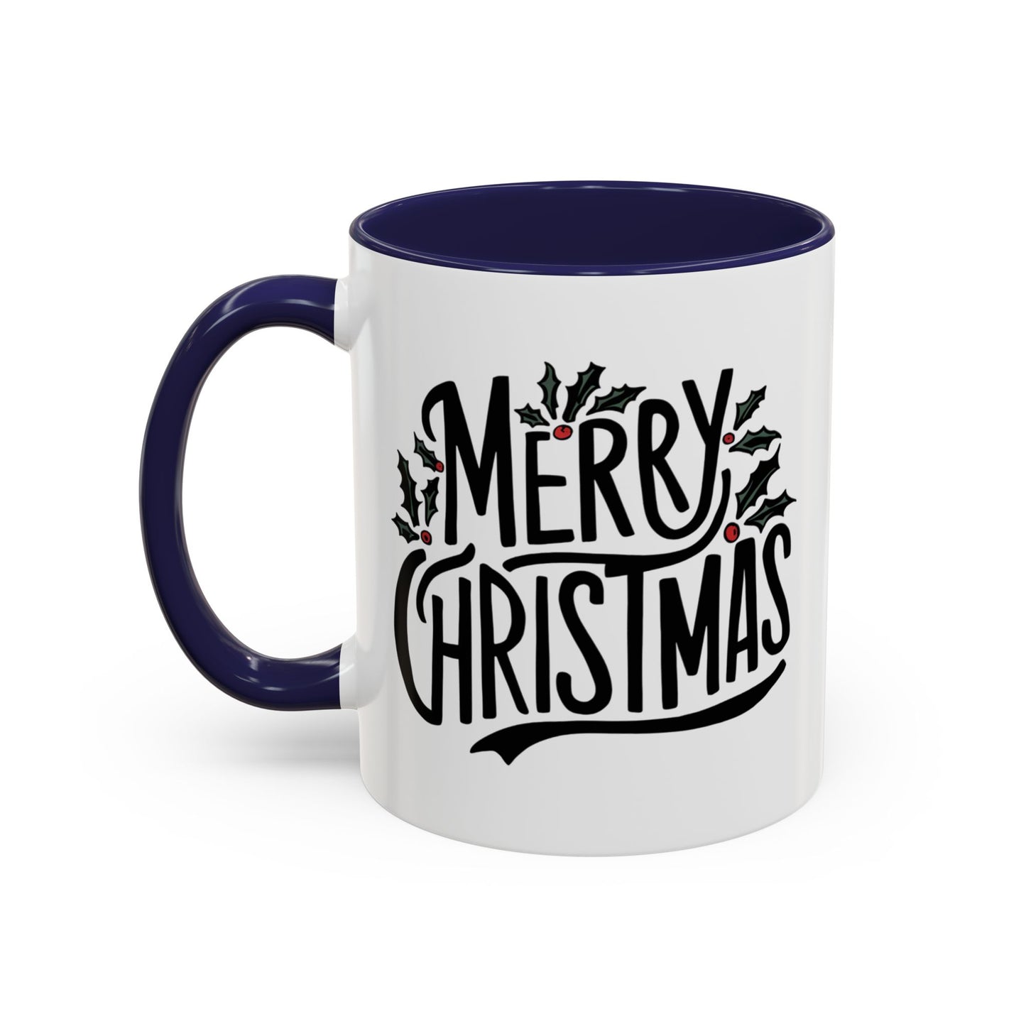 Christmas Mug - Merry Christmas Black Text Mistletoe