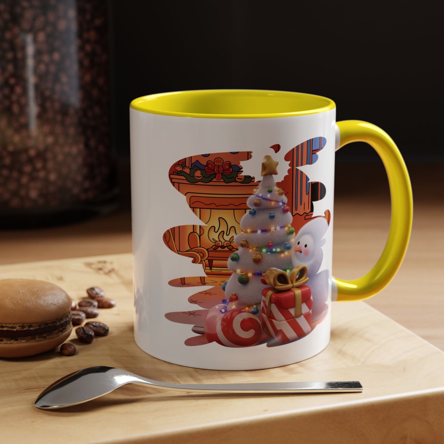 Christmas Mug - Snowman Tree Presents Fireplace