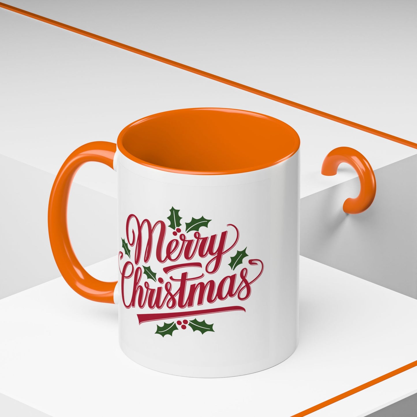 Christmas Mug - Merry Christmas Red Text Mistletoe